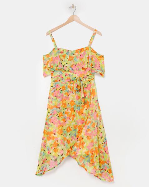 Simply Be - Women's Bardot Floral Midi Dress - Size 10 - Green floral