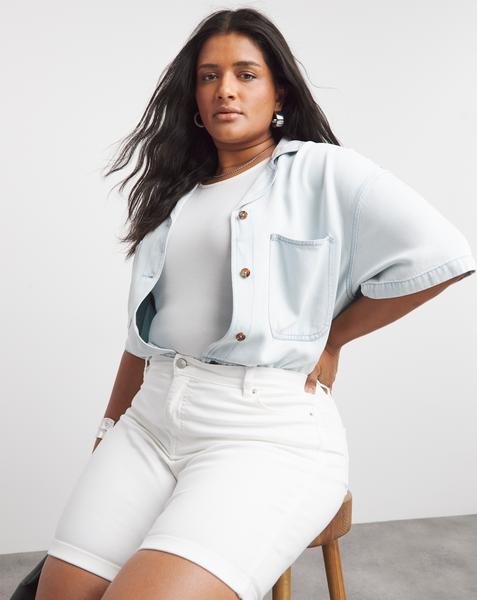 White 24/7 Knee Shorts