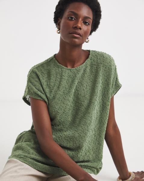 LONGLINE CURVED HEM BOUCLE