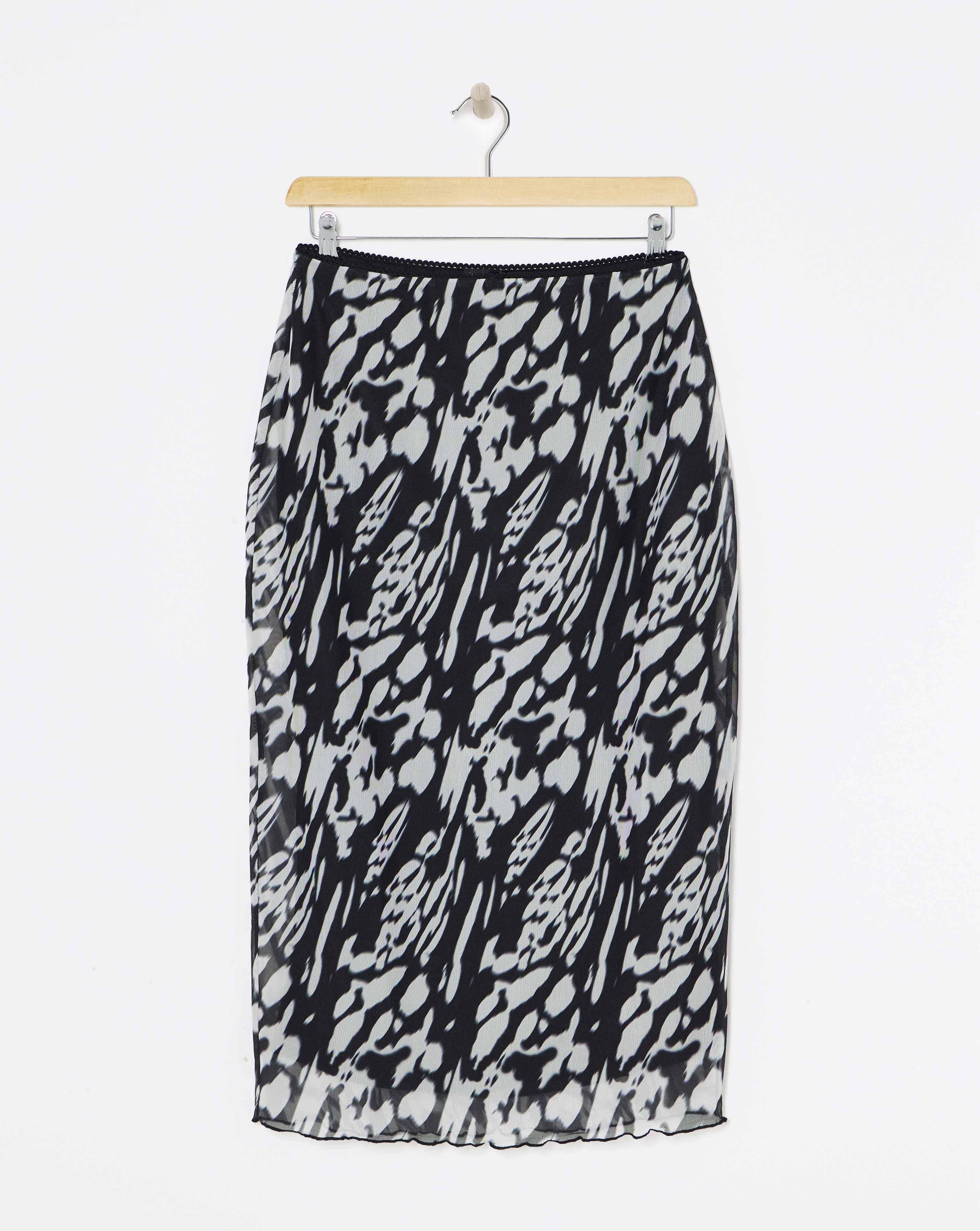 Mesh Overlay Midi Skirt
