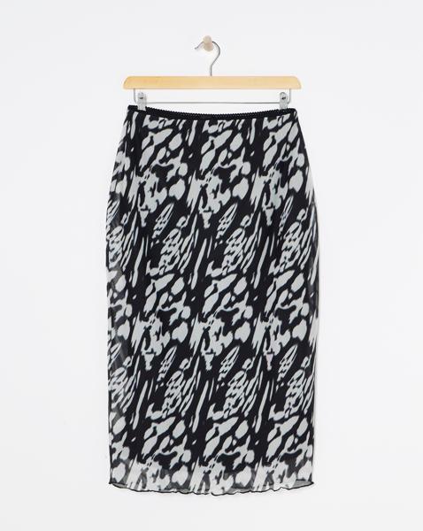 Mesh Overlay Midi Skirt