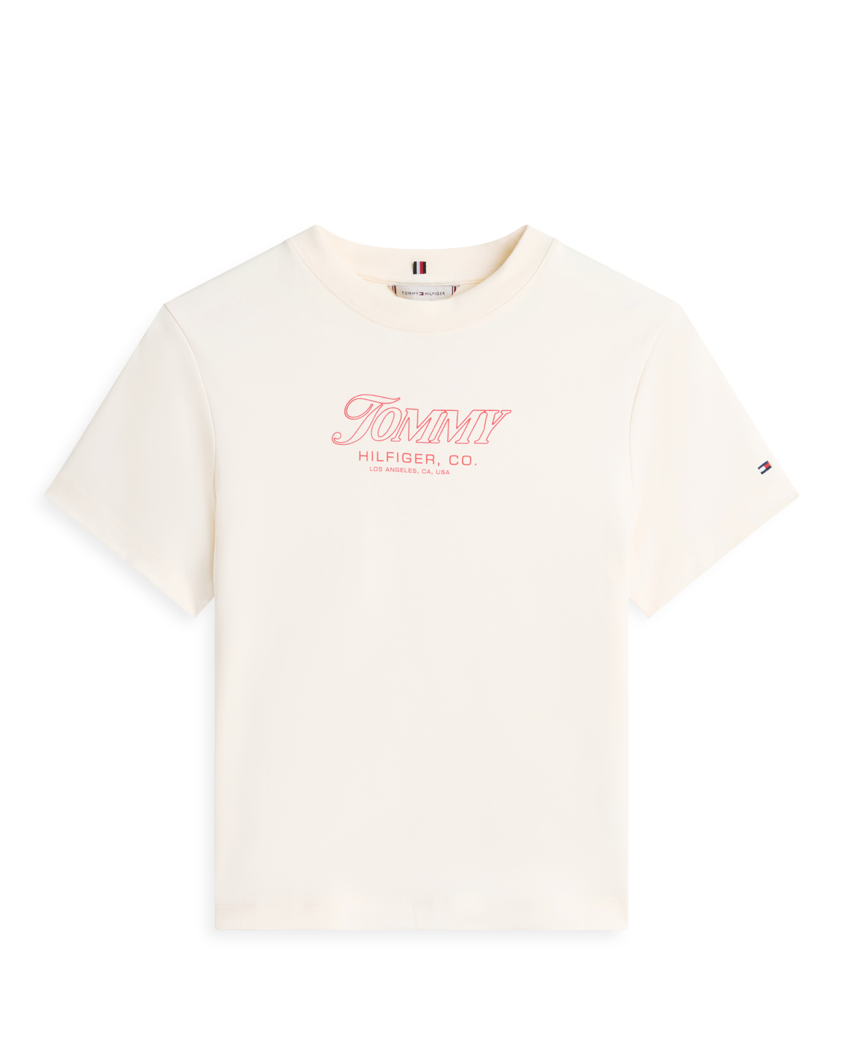 Tommy Hilfiger Women's Cream Crew Neck Ss Tee Extra Large