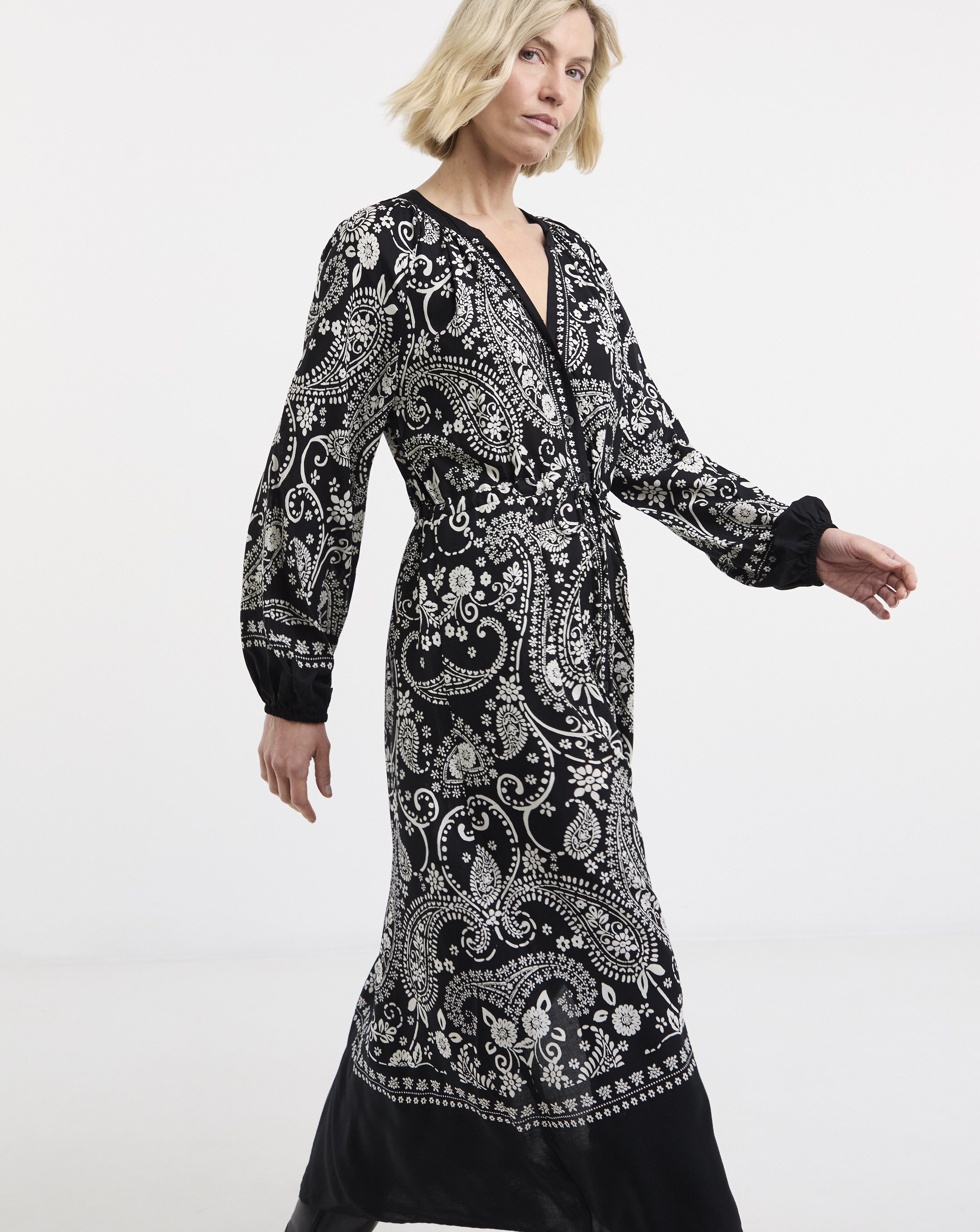 Border Print Spun Dress