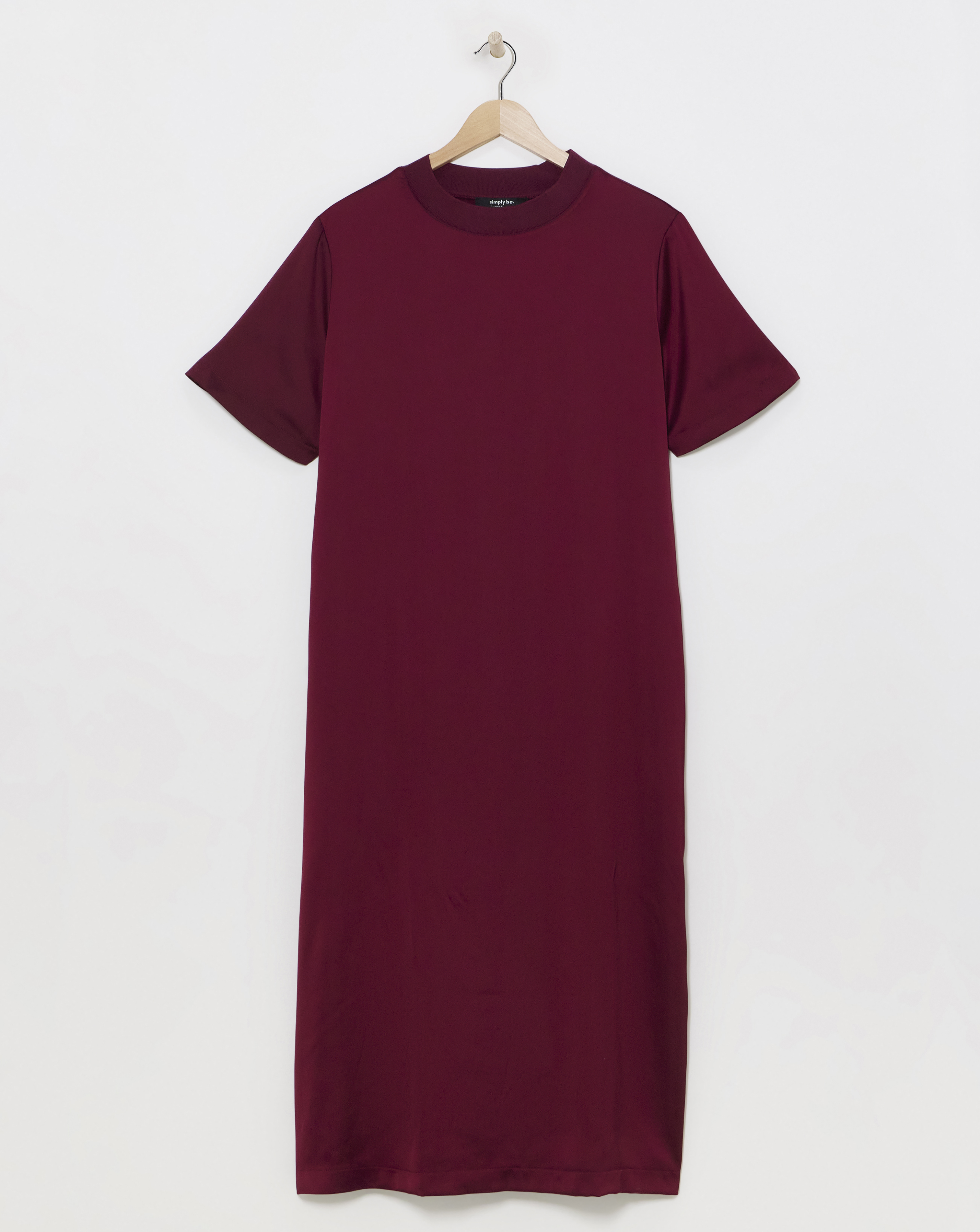Simply Be - Women's Berry Satin Midi Dress - Size 16 - Berry - 98% Polyester 2% Elastane