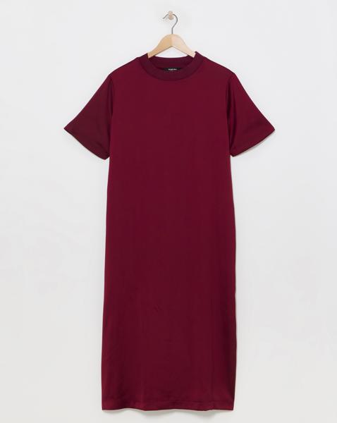 Simply Be - Women's Berry Satin Midi Dress - Size 16 - Berry - 98% Polyester 2% Elastane