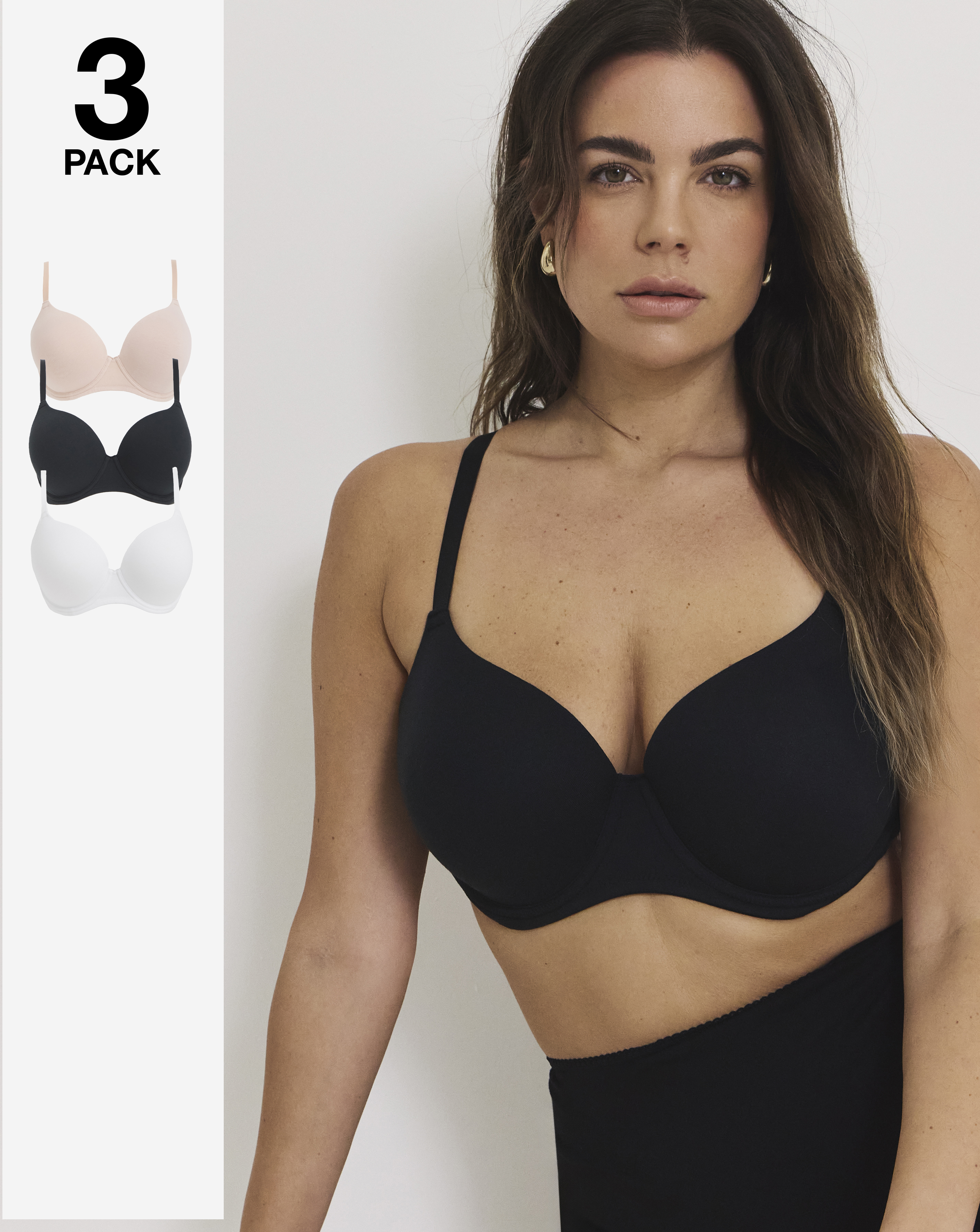 3 Pack Cotton T-Shirt Bras