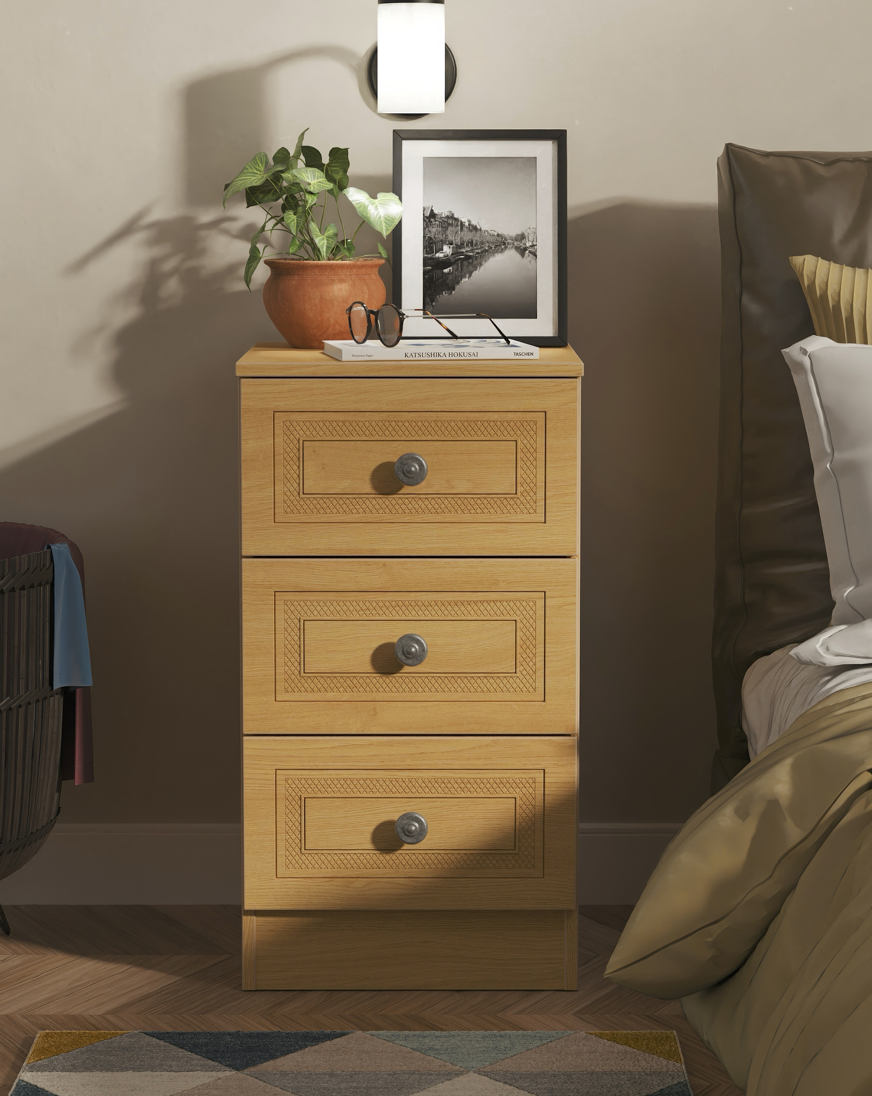 Richmond 3 Drawer Bedside Table