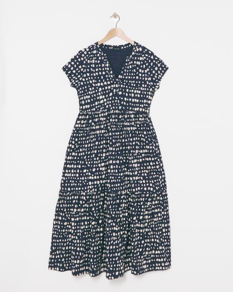 Notch Neck Jersey Smock Midaxi Dress