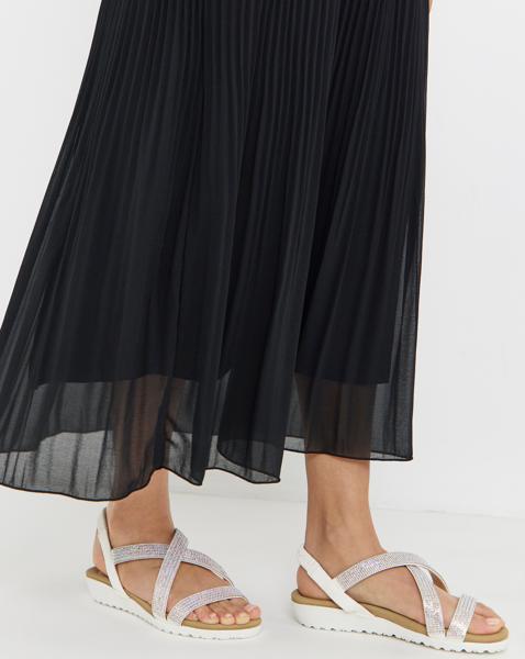 Low Wedge Diamante Sandal Wide