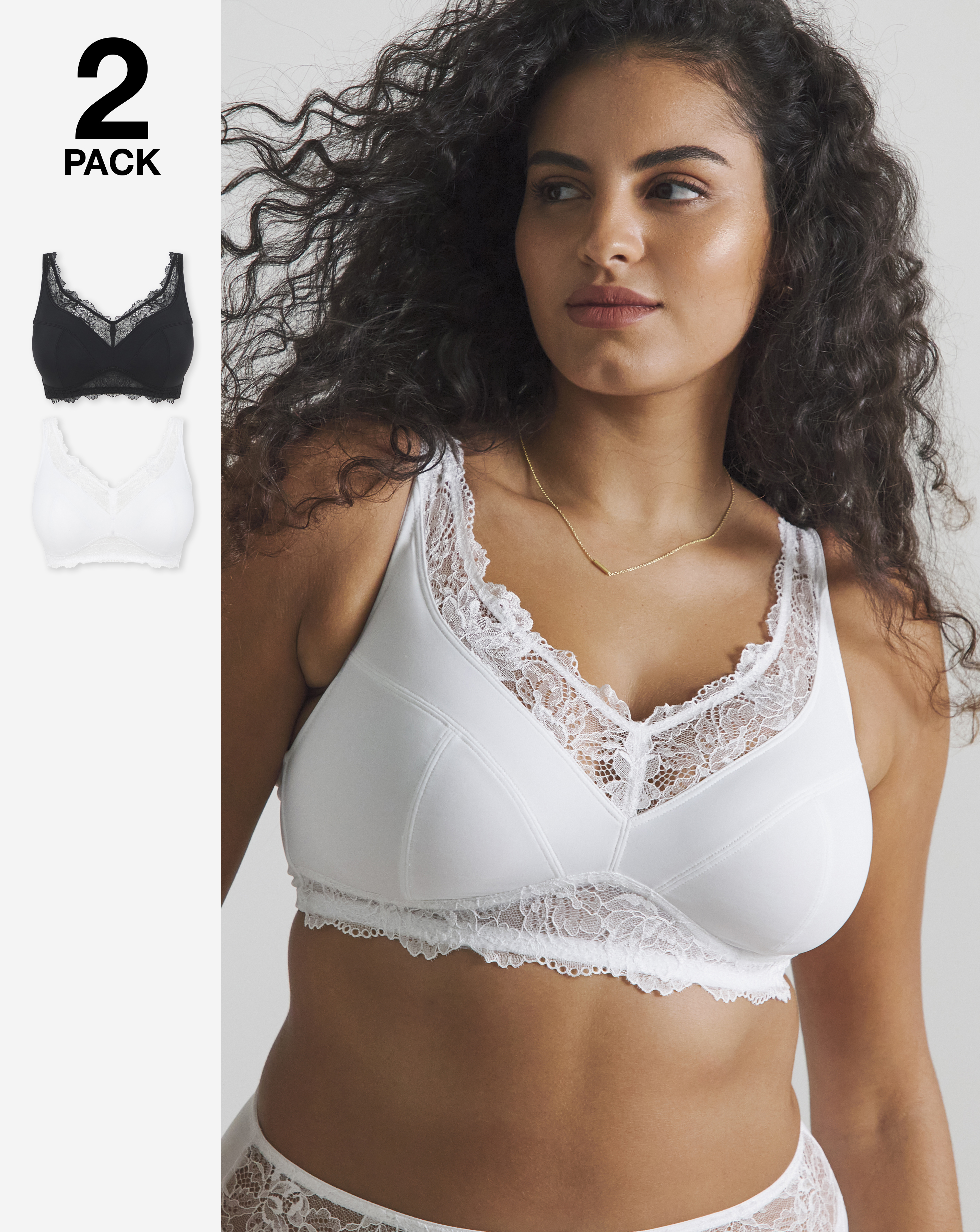 2 Pack Ella Full Cup Non Wired Bras