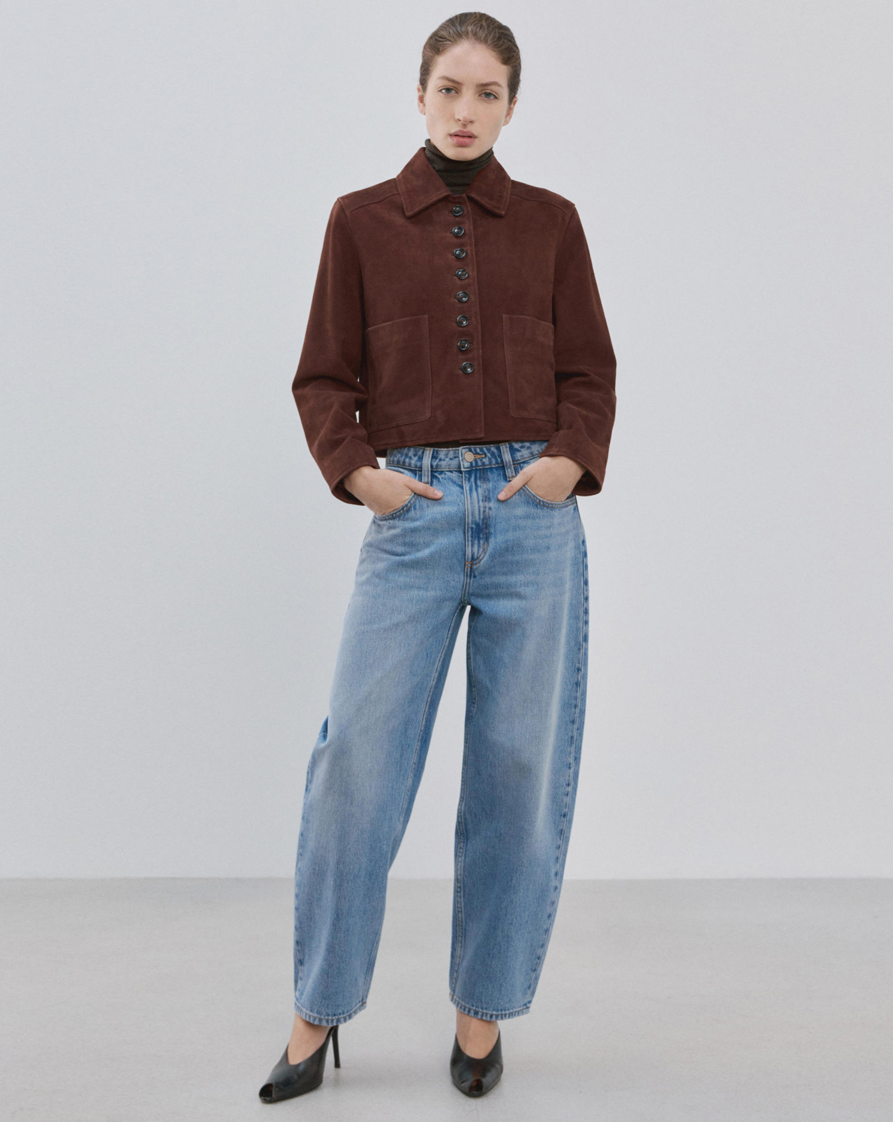 Mango Women's Light High Waisted Barrel Jean Size 18