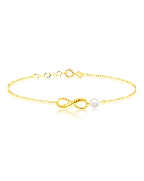 9CT Gold Infinity Bracelet With Pearl