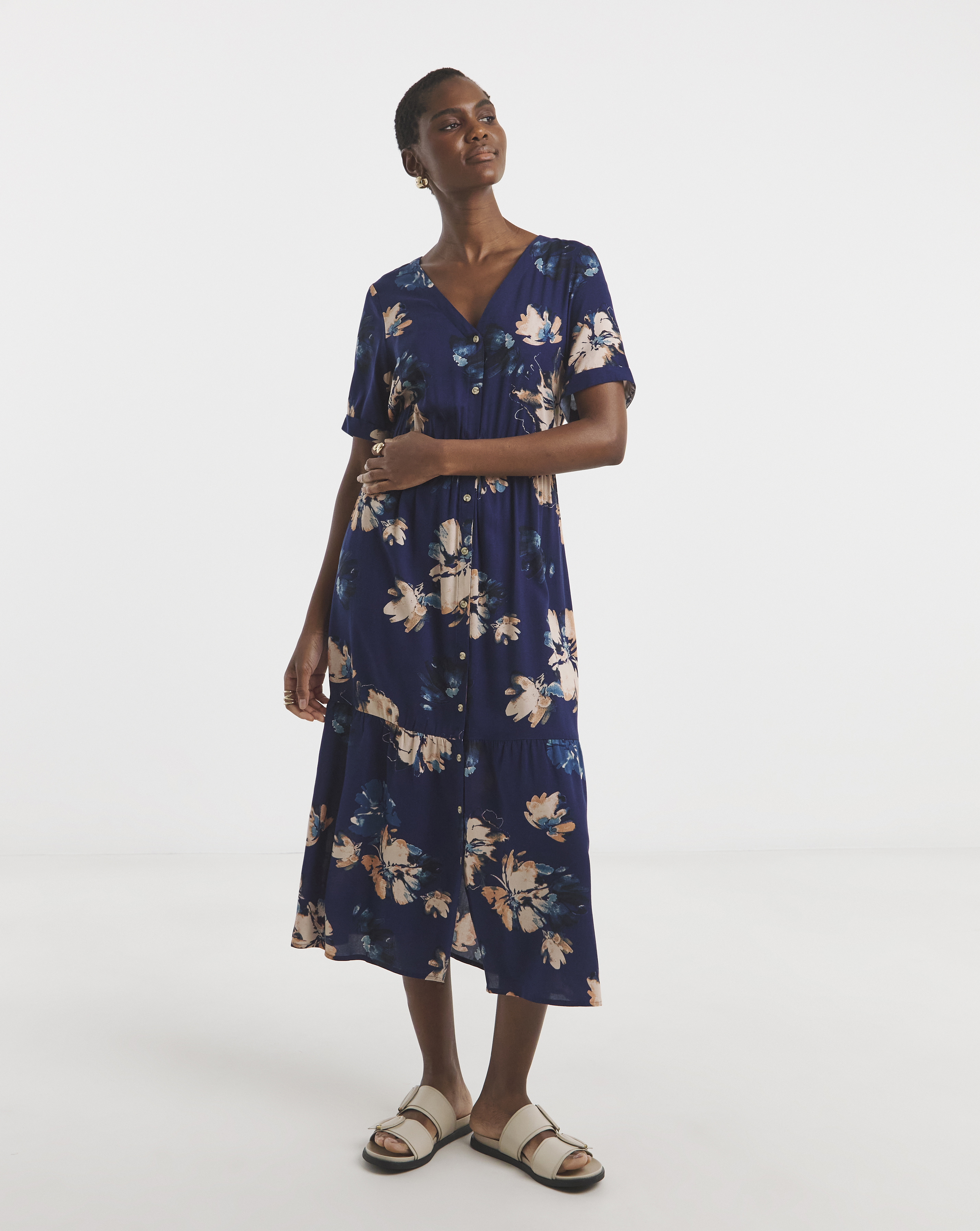 Printed Button Through Dress