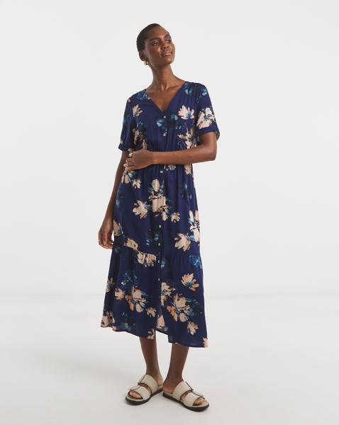Printed Button Through Dress