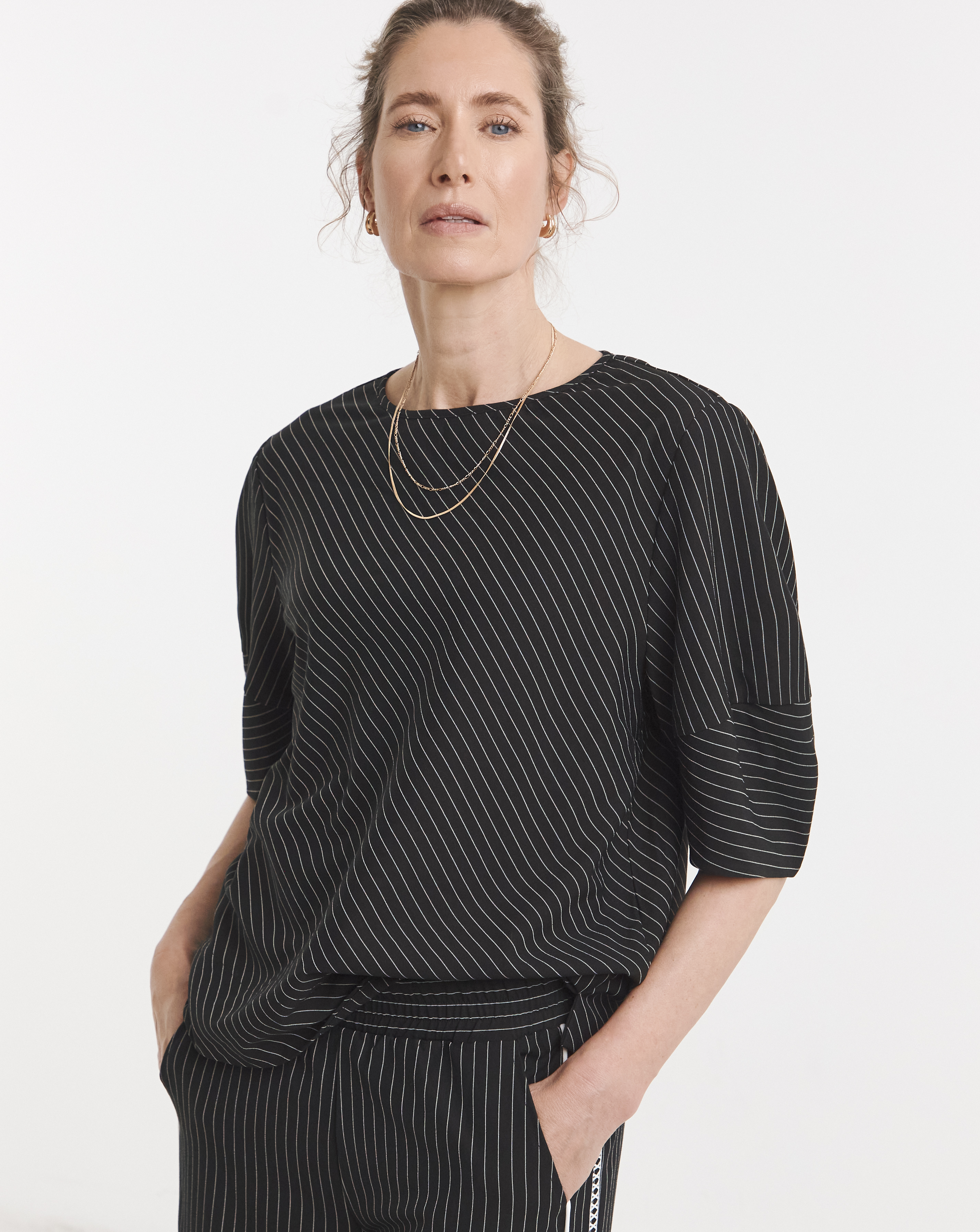 Striped Structured Sleeve Top