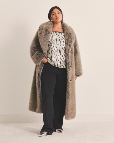 Simply Be Natural Faux Fur Maxi Coat - Image