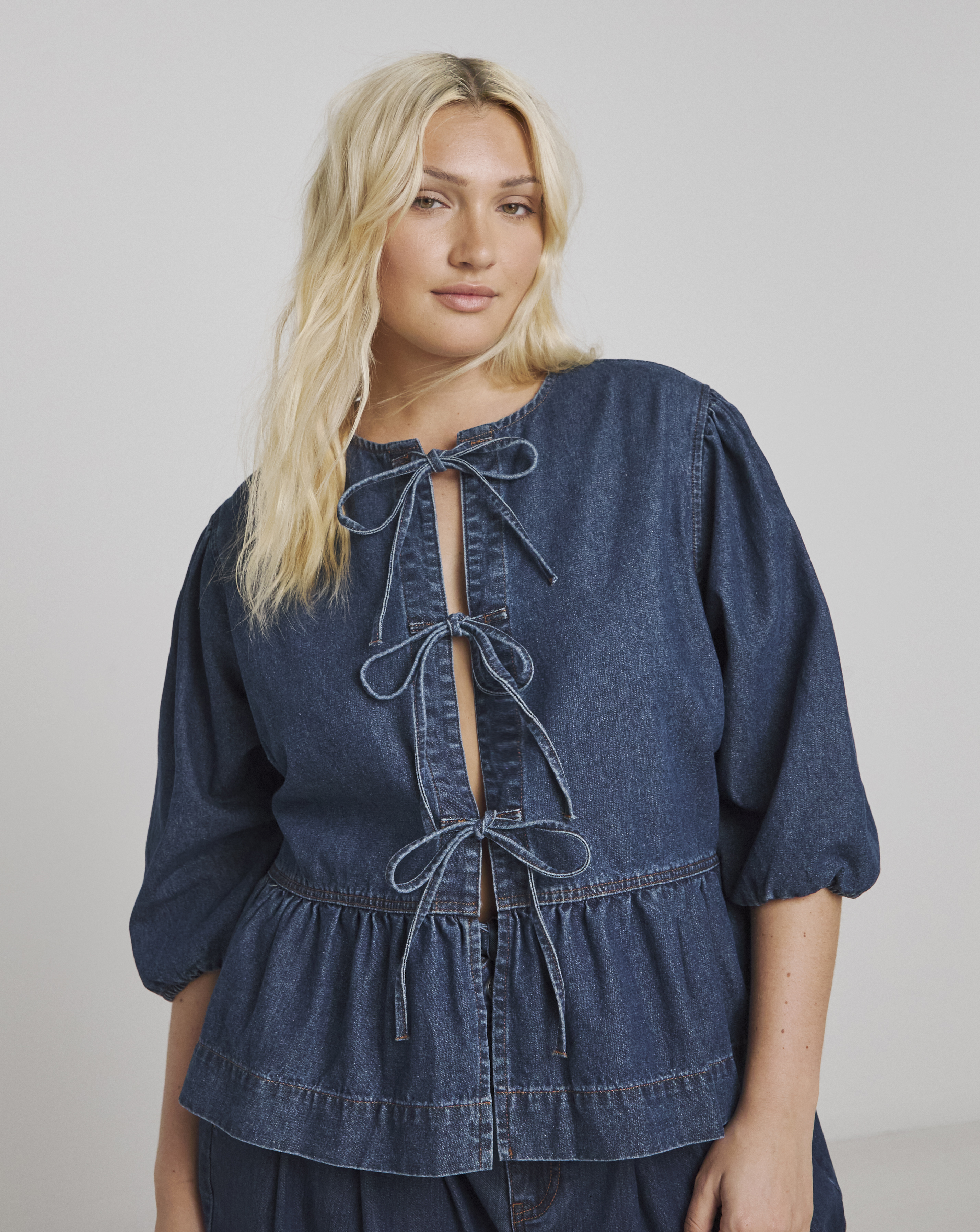 Simply Be Tie Front Peplum Blouse
