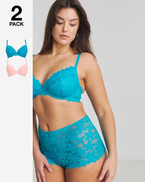 2 Pack Daisy Lace Plunge Bras