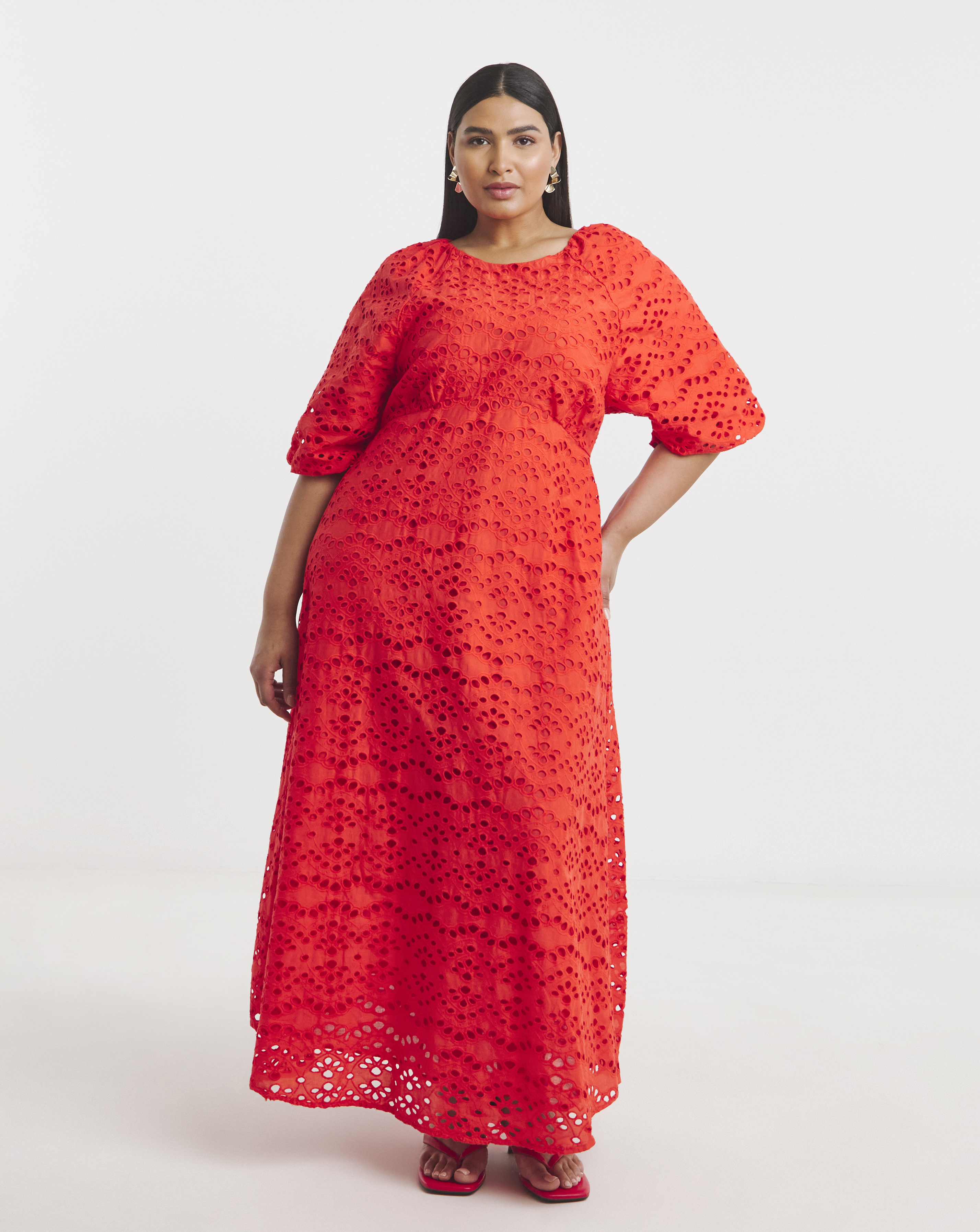 Joanna Hope Puff Sleeve Broderie Dress