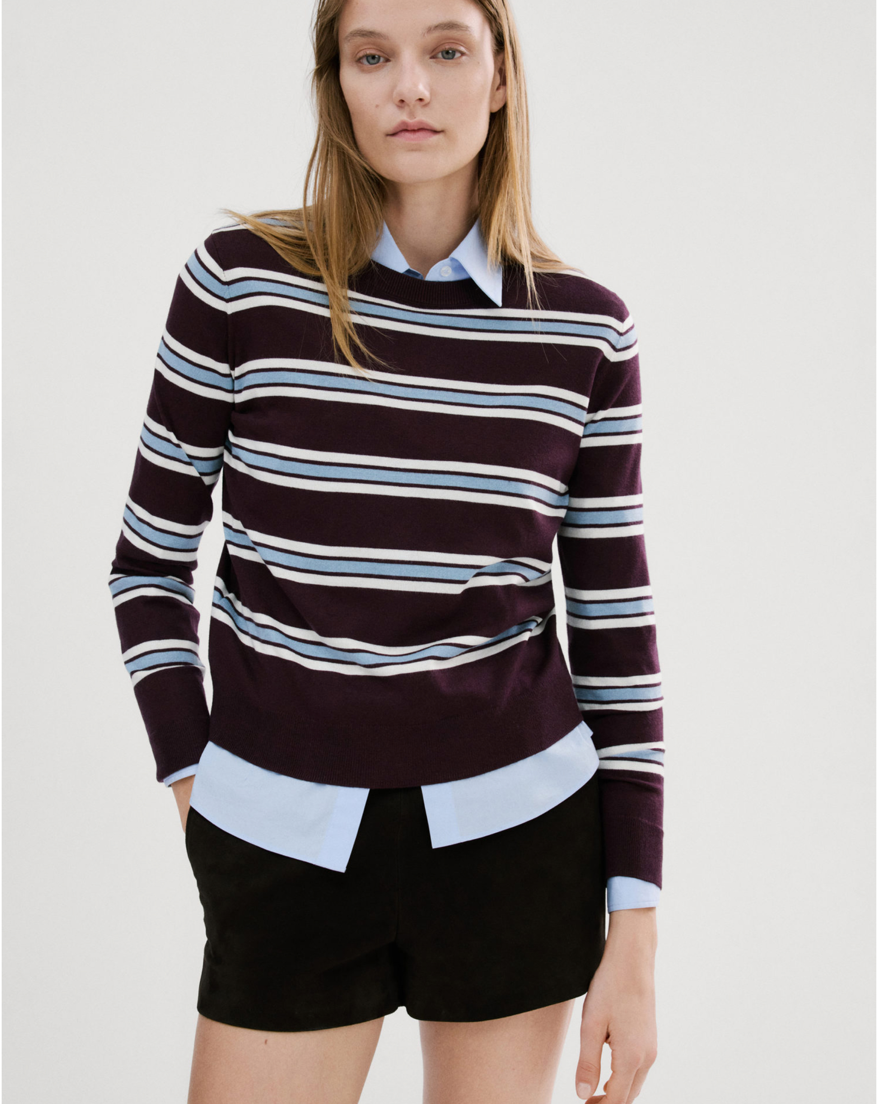 Mango Dark Red Striped Knit Sweater - Extra Large