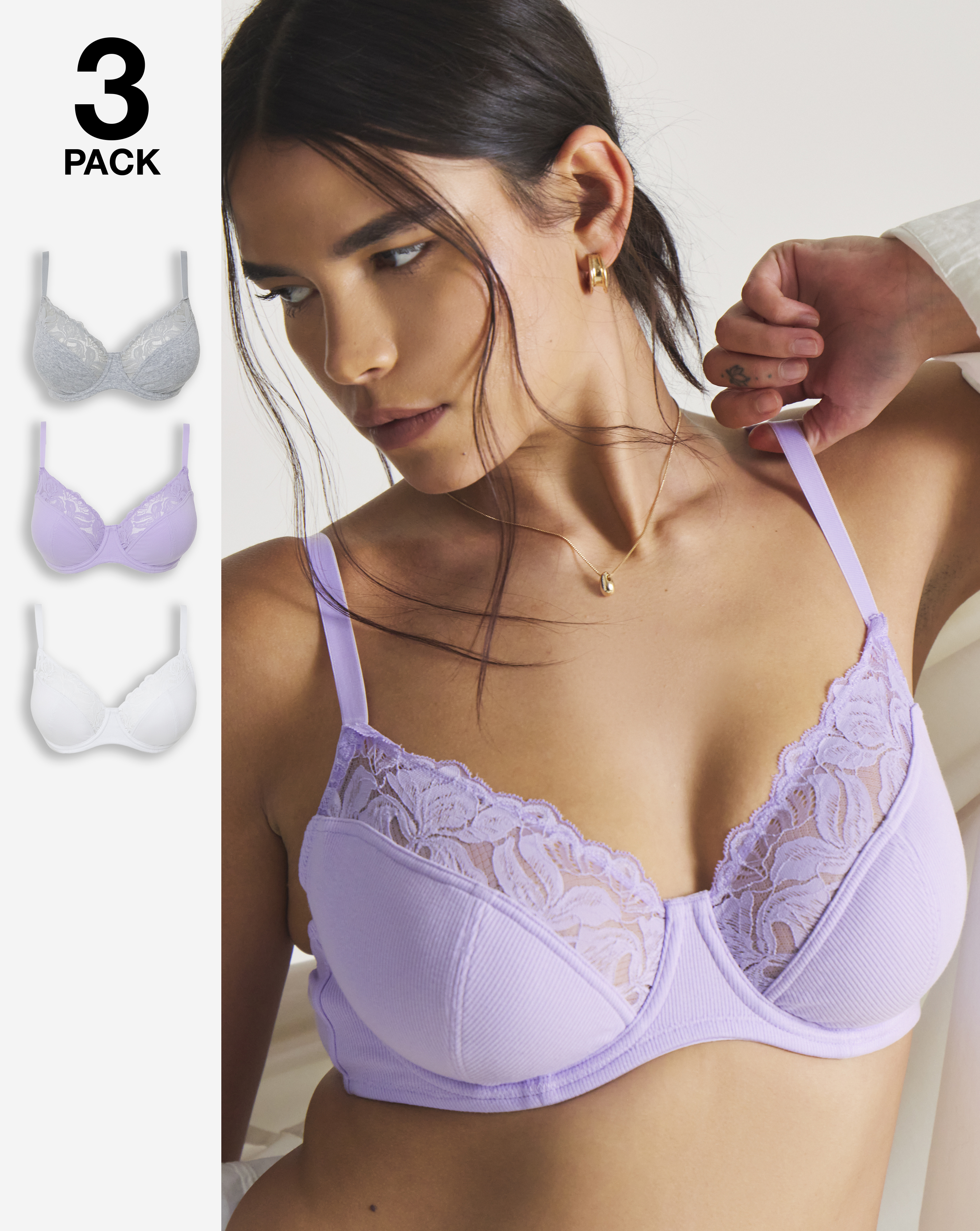 3 Pack Lace Full Cup Bras