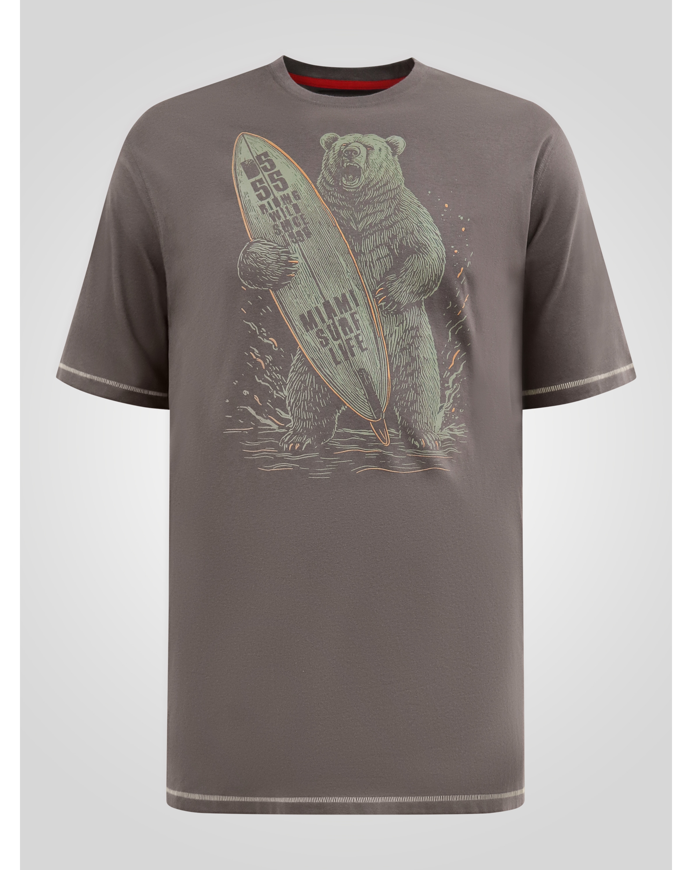 D555 Austin Surfing Bear Printed T-shirt