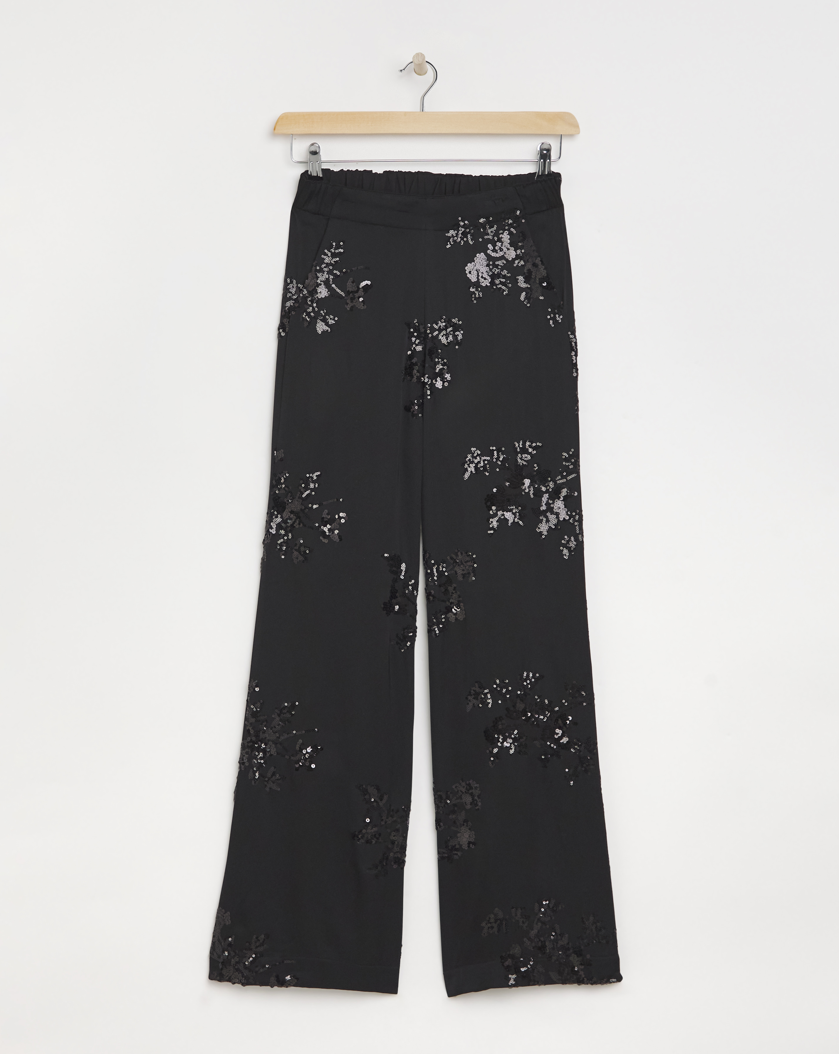 Joanna Hope Sequin Wide Leg Trouser - Black