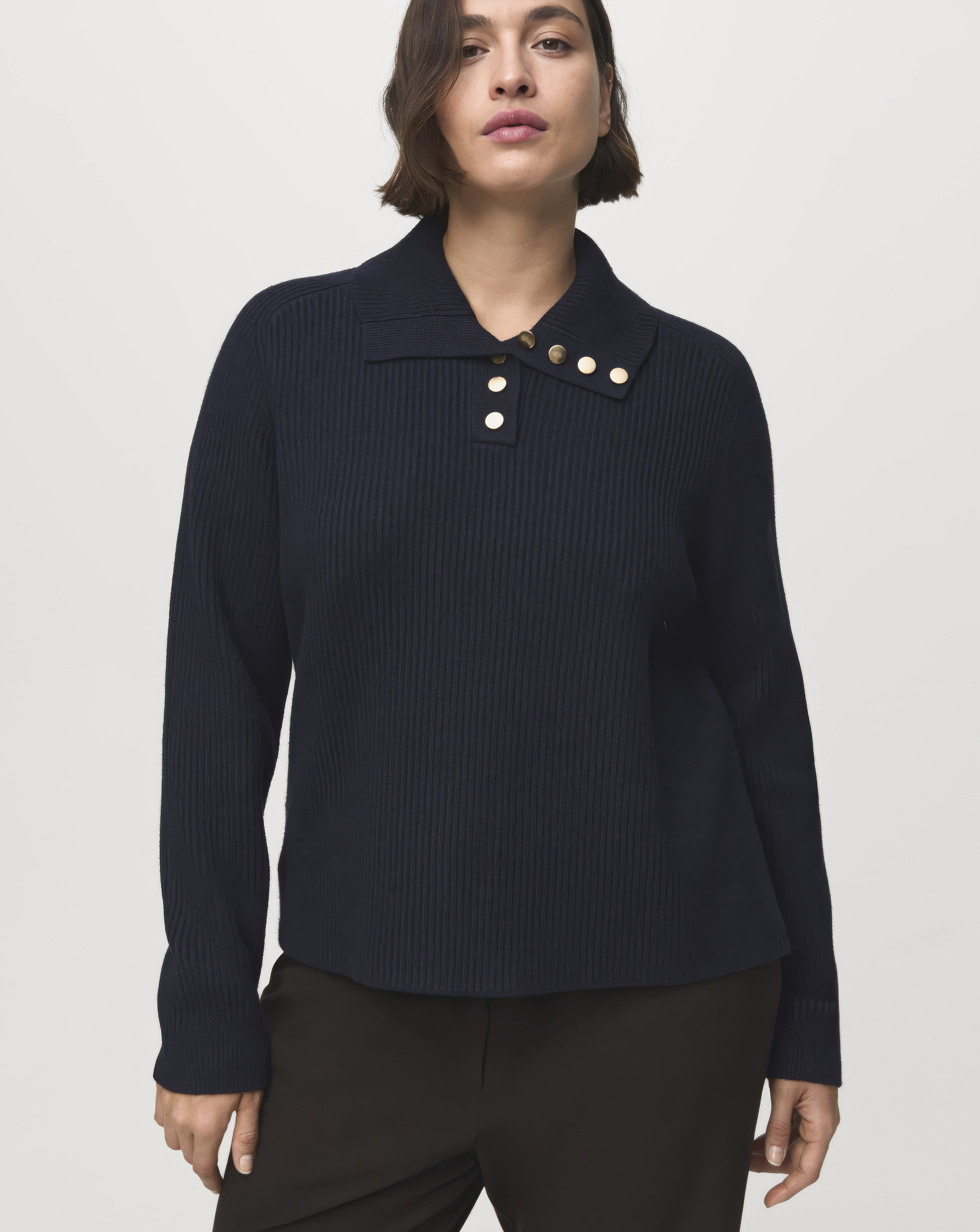 Mango Women's Navy Decorative Button Sweater Size XL