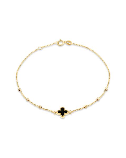 9ct Yellow Gold Onyx Petal Bracelet