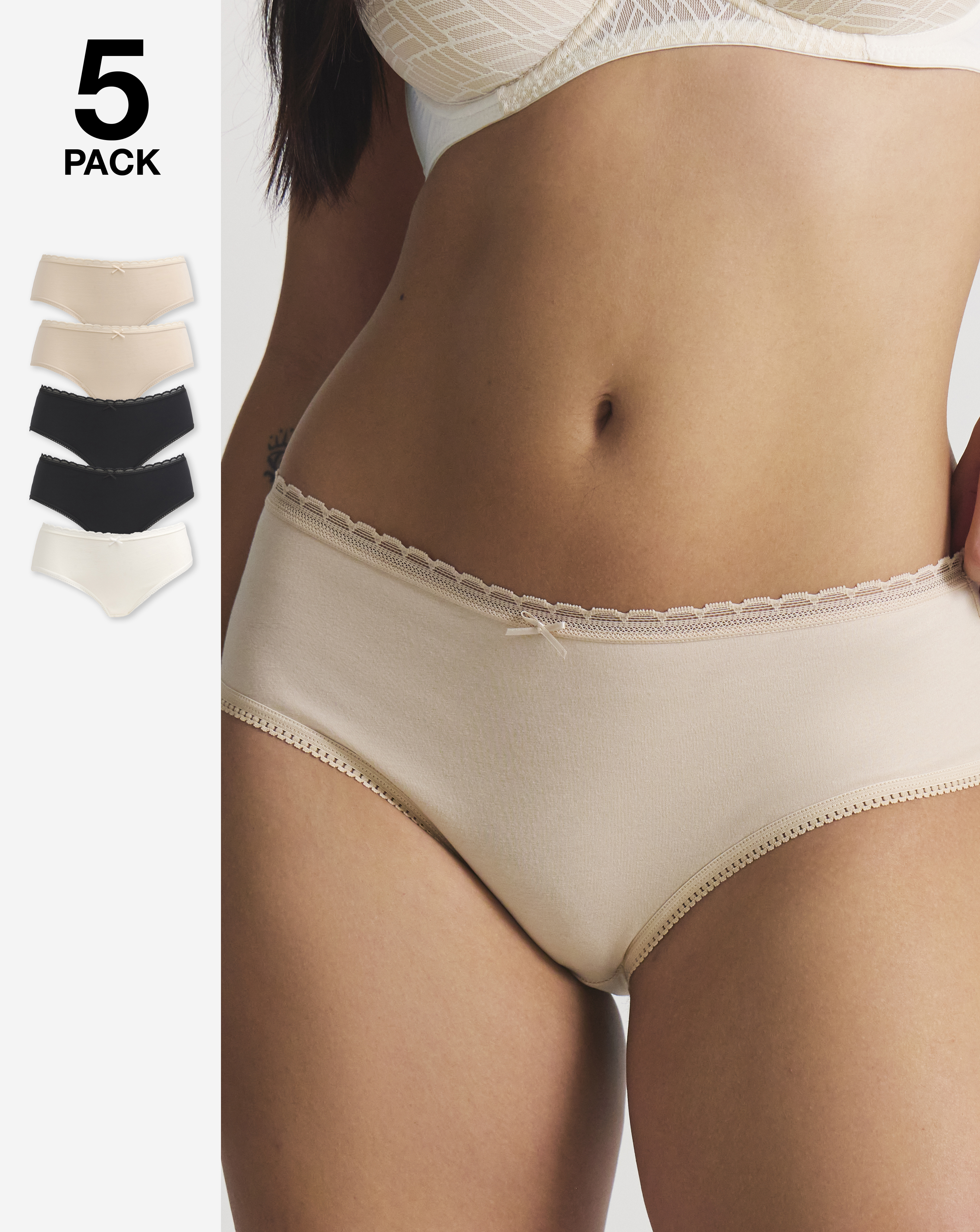 Dorina Dorina Naomi 5 Pack Hipster Knicker In Multi | UK Size 10 Women's