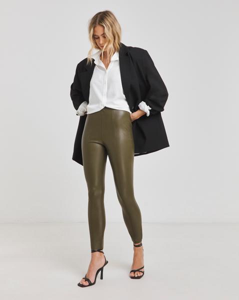 Seam Detail High Waist PU Leggings