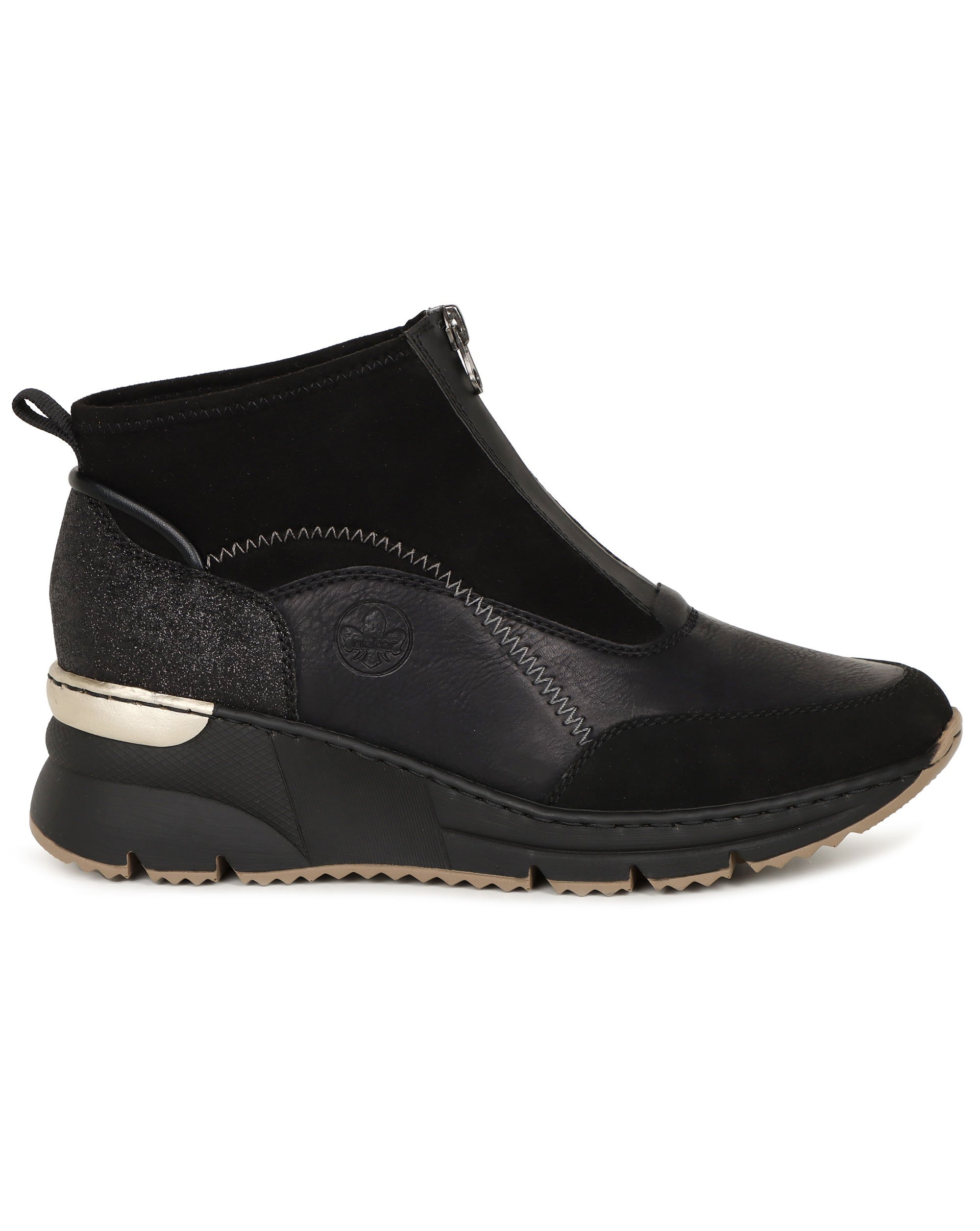 Rieker Kos Womens Ankle Boots Black - Size 8 - 5.5cm Heel