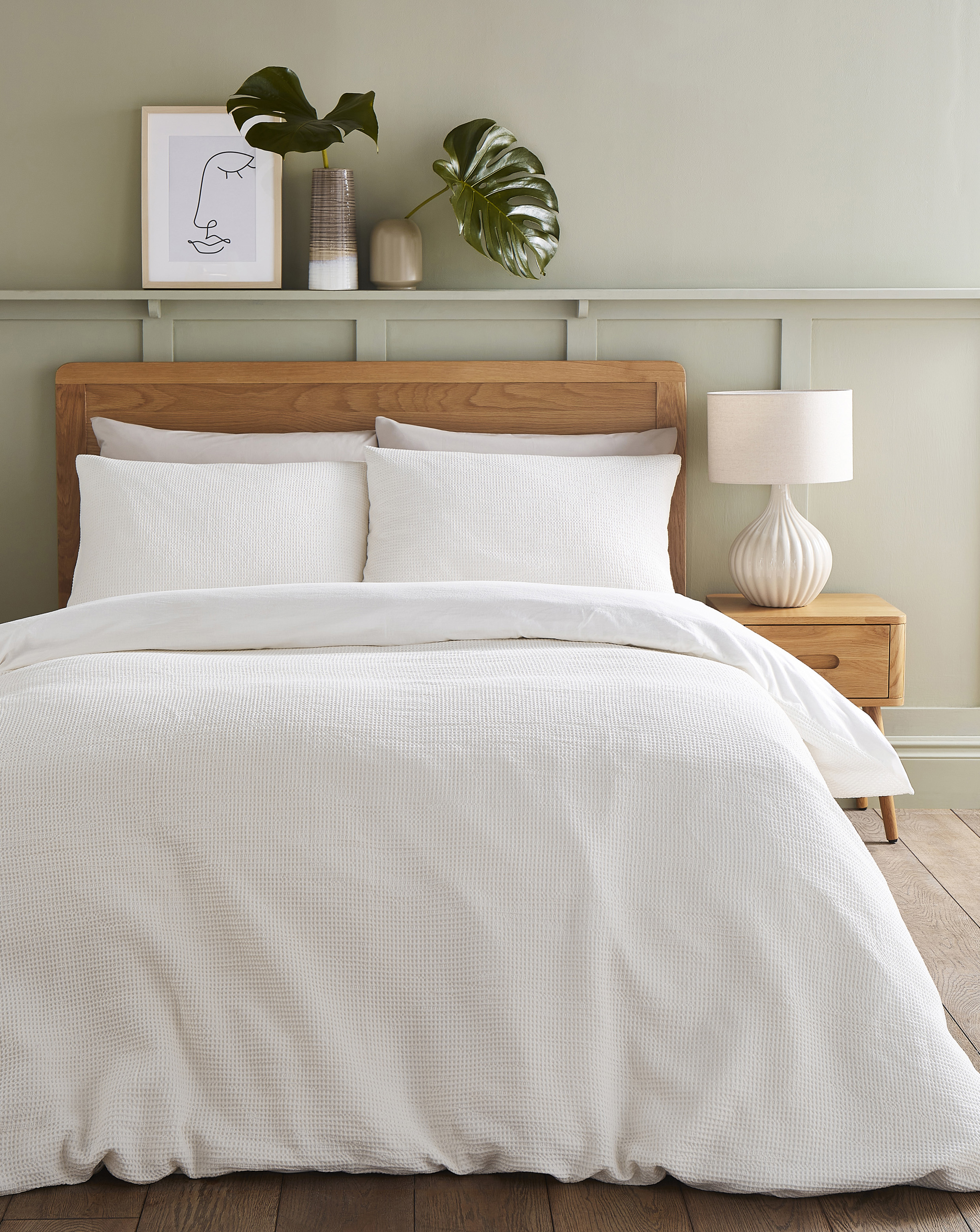 Image of At Home Collection Waffle Pure Cotton Duvet Cover Set Cream - At Home Collection - Size: SINGLE Cream SINGLE AA15705