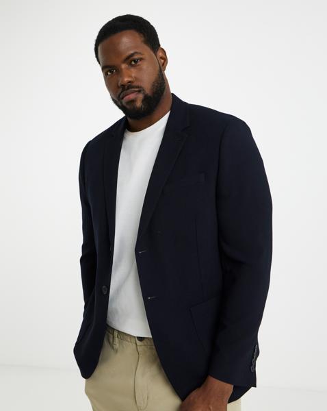 Unlined Casual Jersey Blazer in Navy