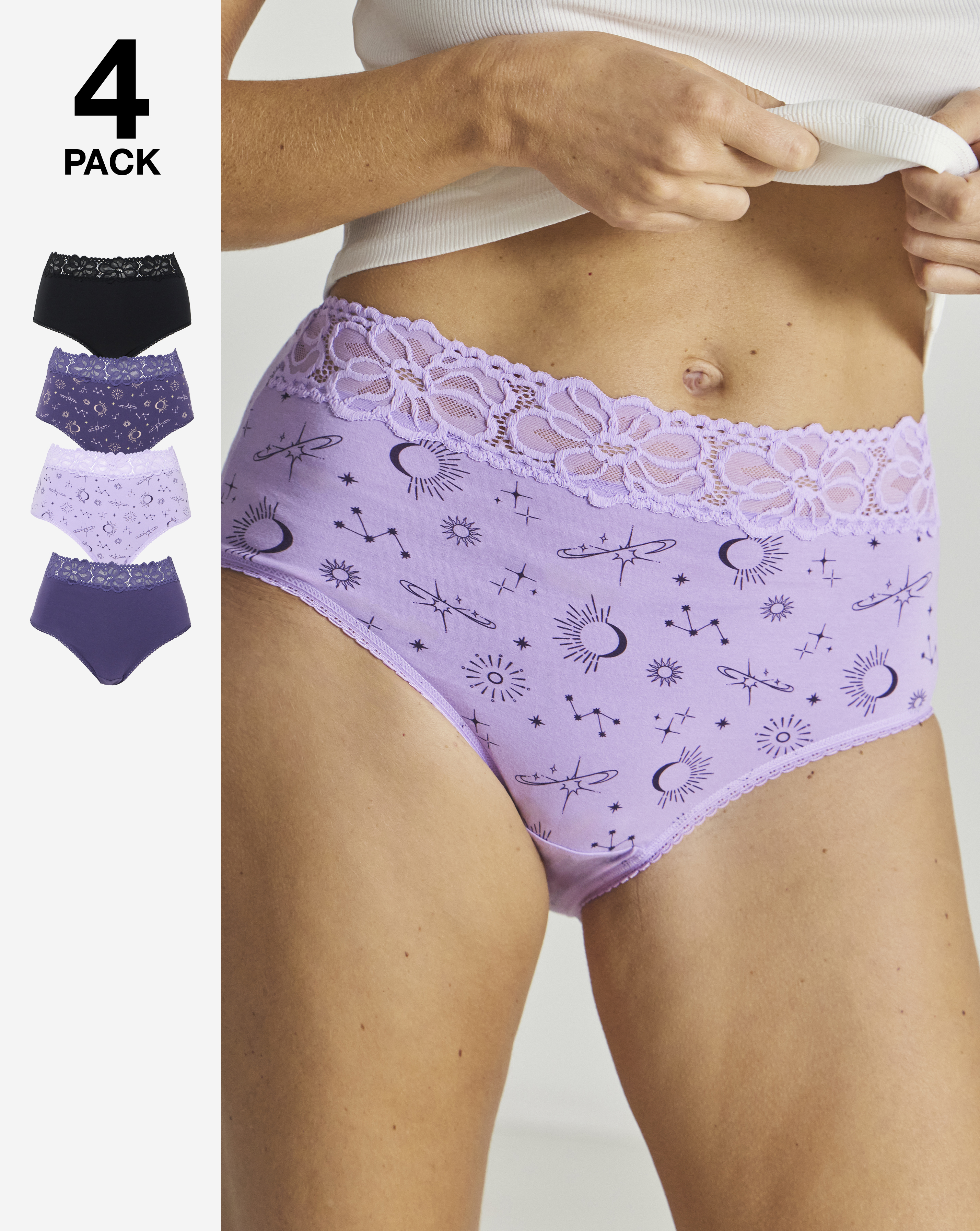 4 Pack Lace Top Full Knickers