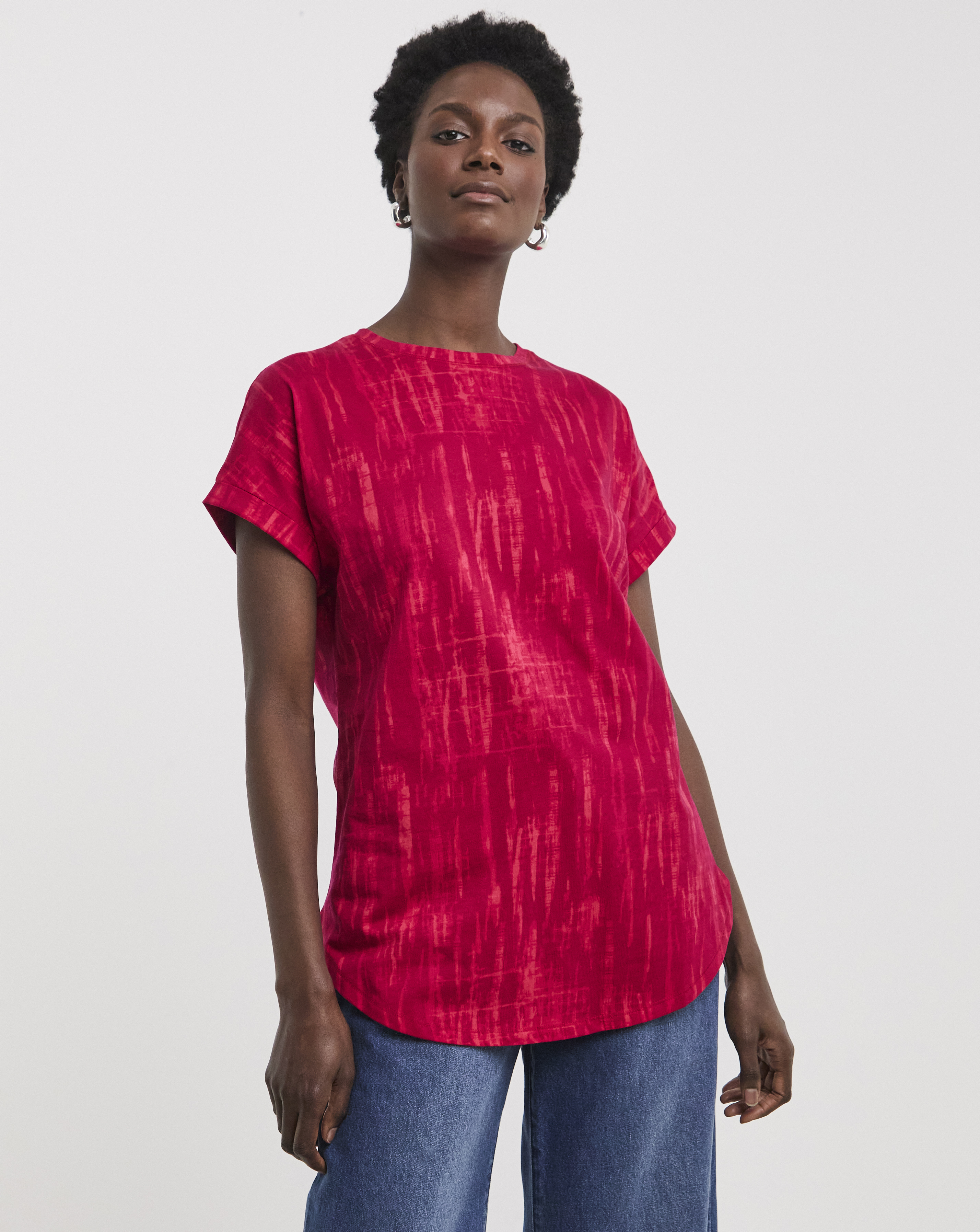 The Longline Short Sleeve Curved Hem Top