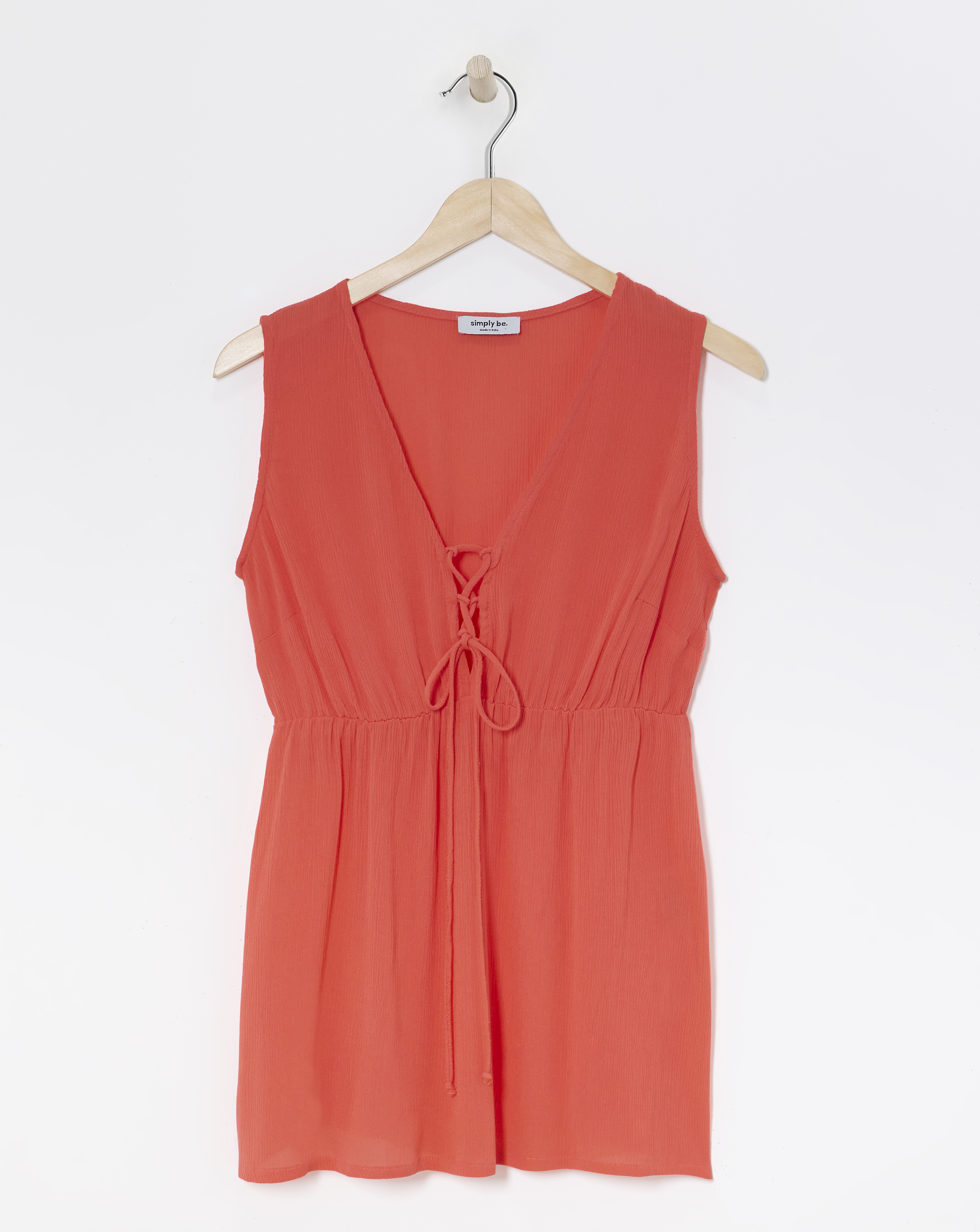 Coral Crinkle Sleeveless Blouse