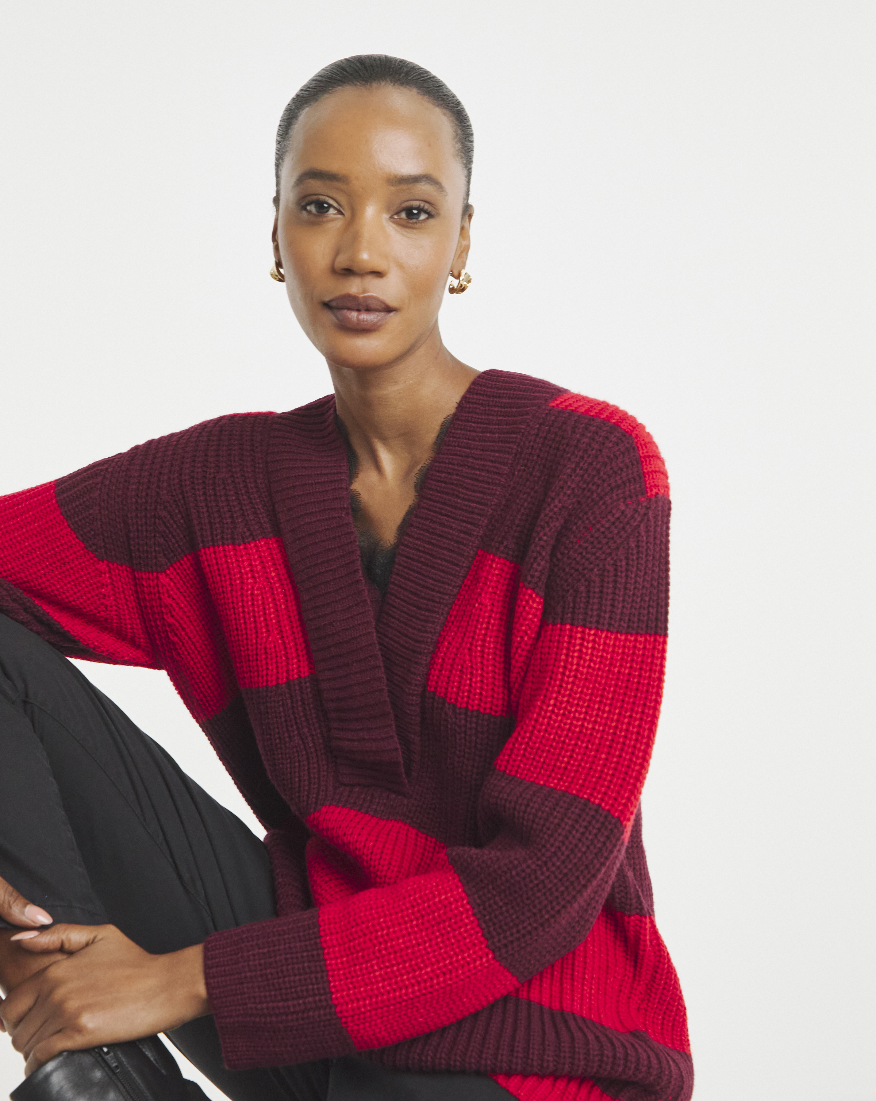 Lace Trim V Neck Jumper