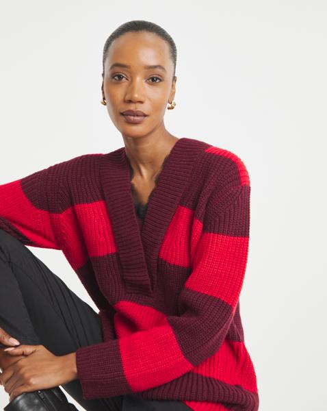 Lace Trim V Neck Jumper
