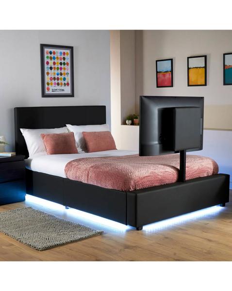 XR Living Ava Upholstered PU TV Bed - Black
