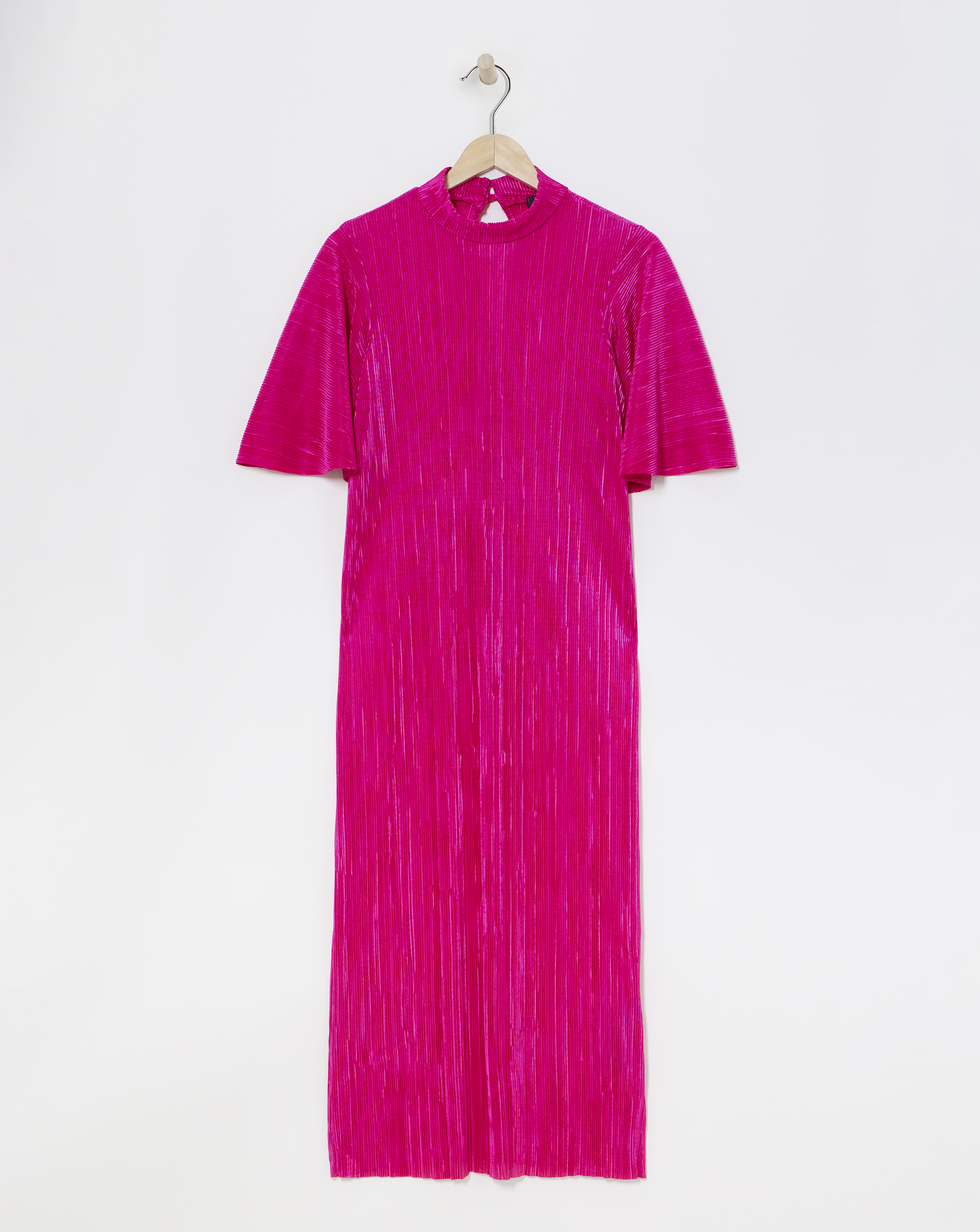 Simply Be - Women's Pink Plisse Midi Dress - Size 10 - Cerise