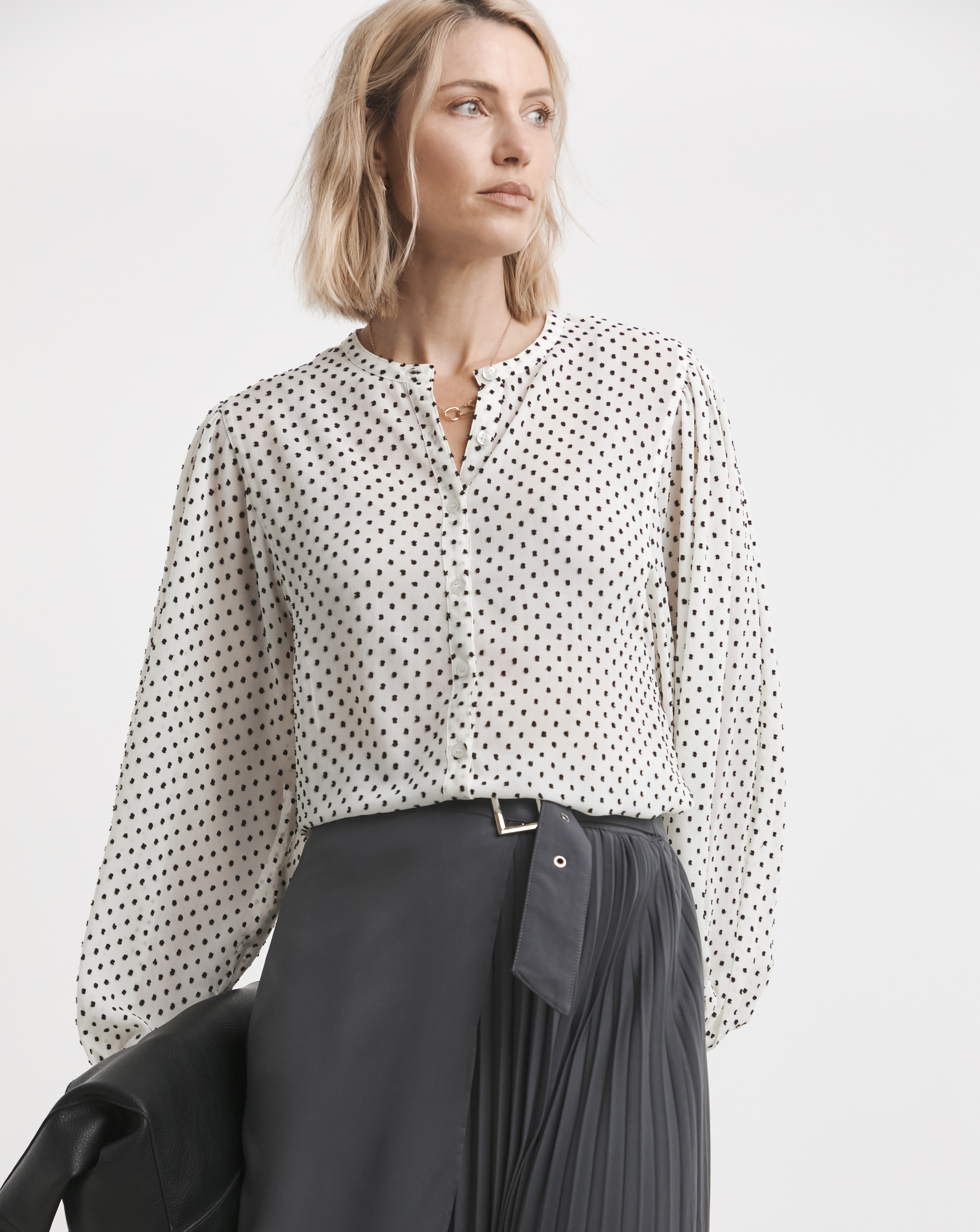 Dobby Long Sleeve Blouse