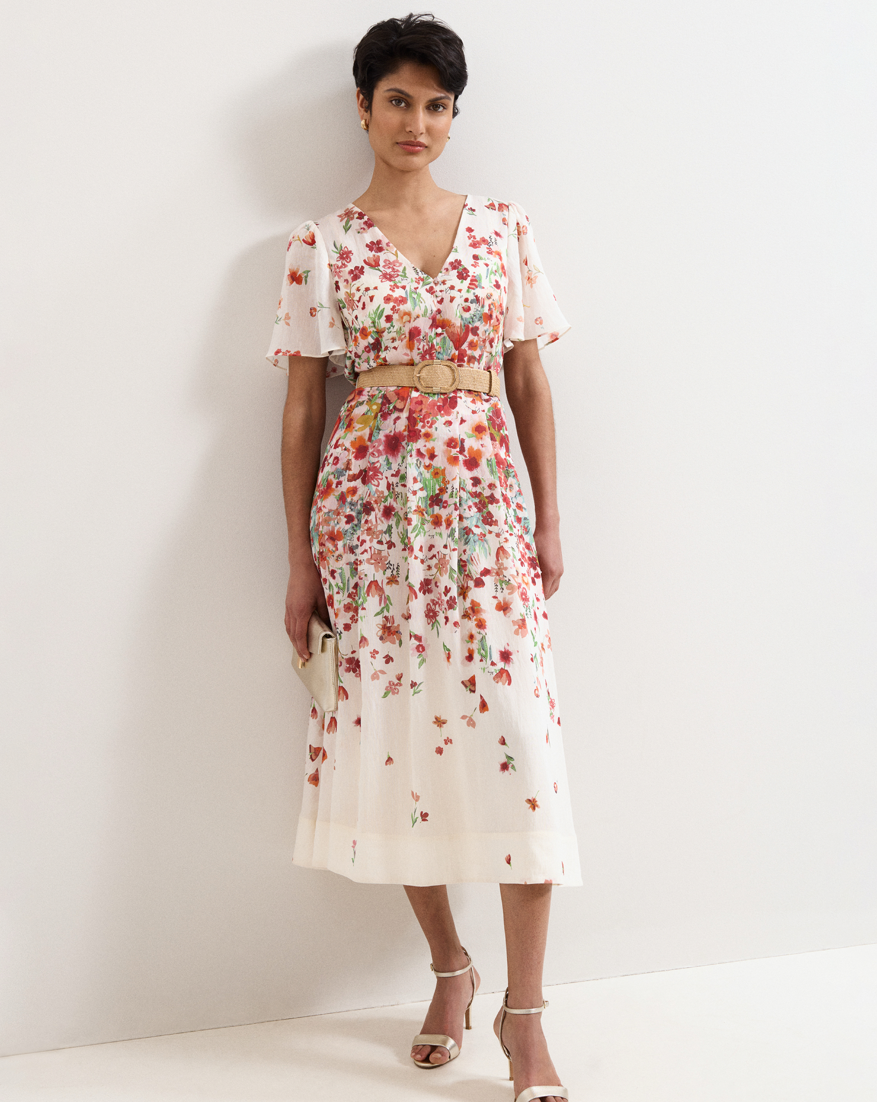 Phase Eight Women's Linen Blend Midi Dress - Cream - Size 10