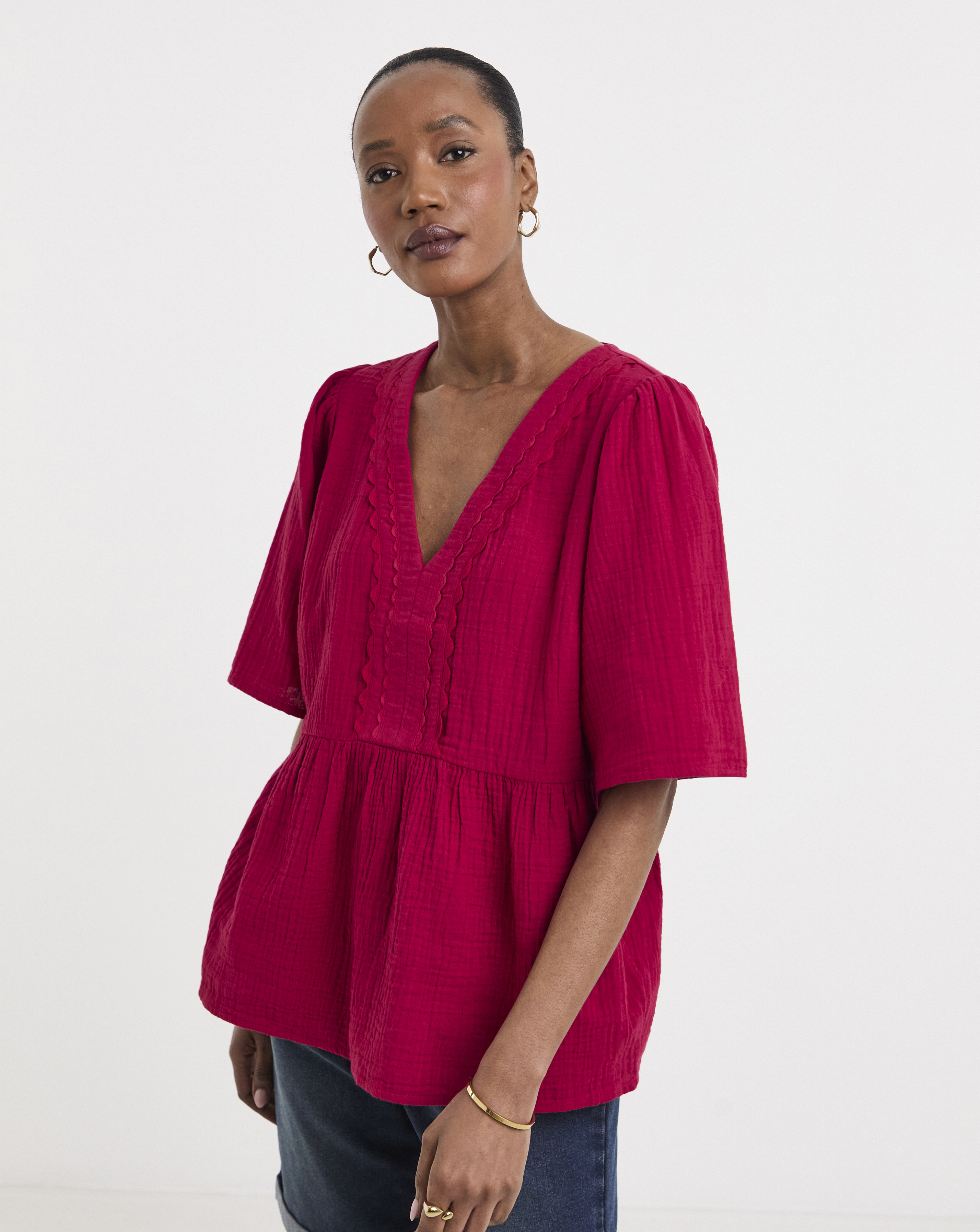 Trim Detail Smock Top