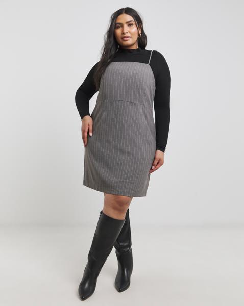 Simply Be - Women's Pinstripe Tailored Pinafore Dress - Size 18 - Pinstripe - 62% Polyester 33% Viscose 5% Elastane
