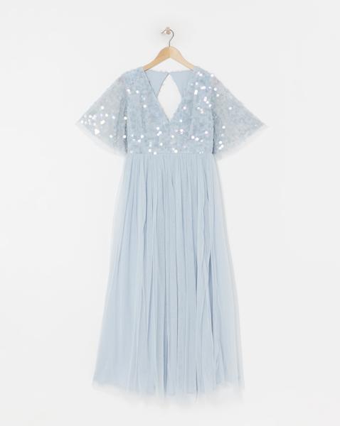 Maya Curve Disc Sequin Maxi Dress
