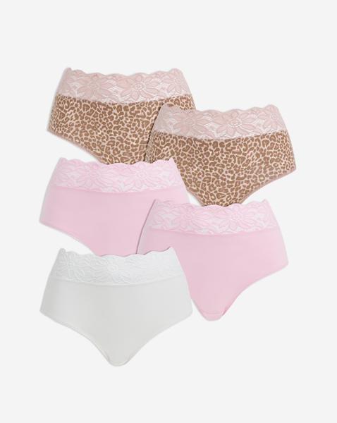 5 Pack Lace Top Full Fit Briefs