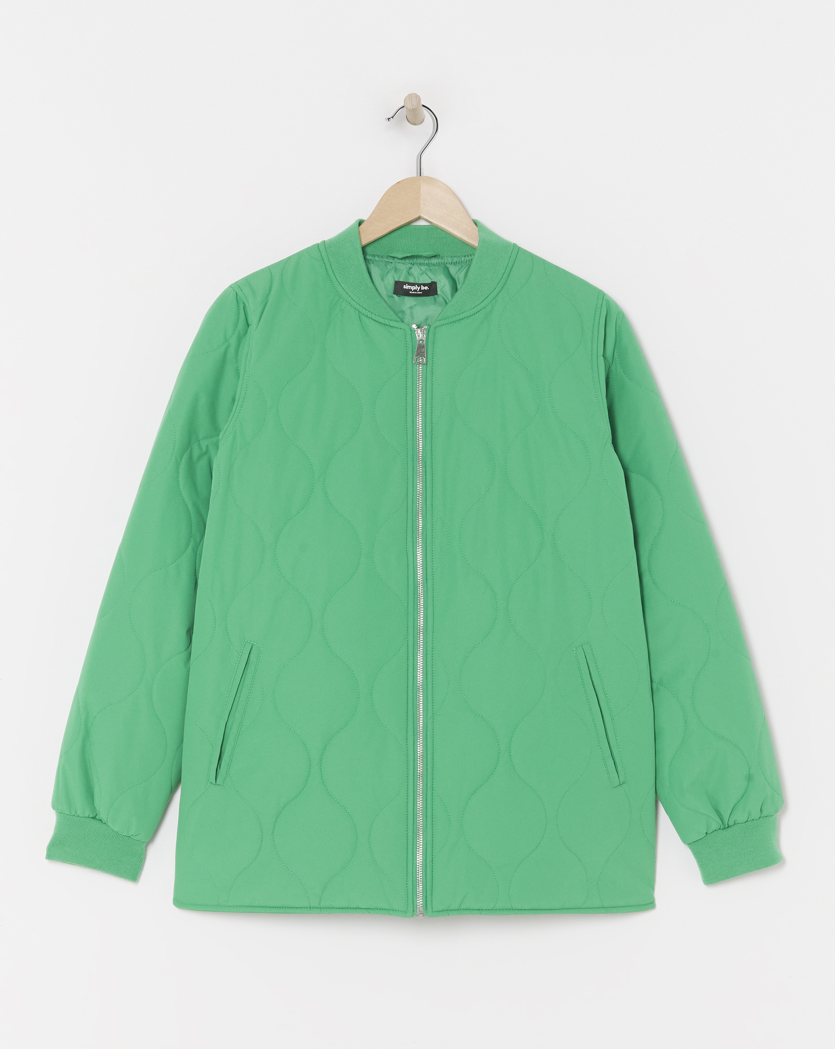 Green Quilted Bomber Jacket