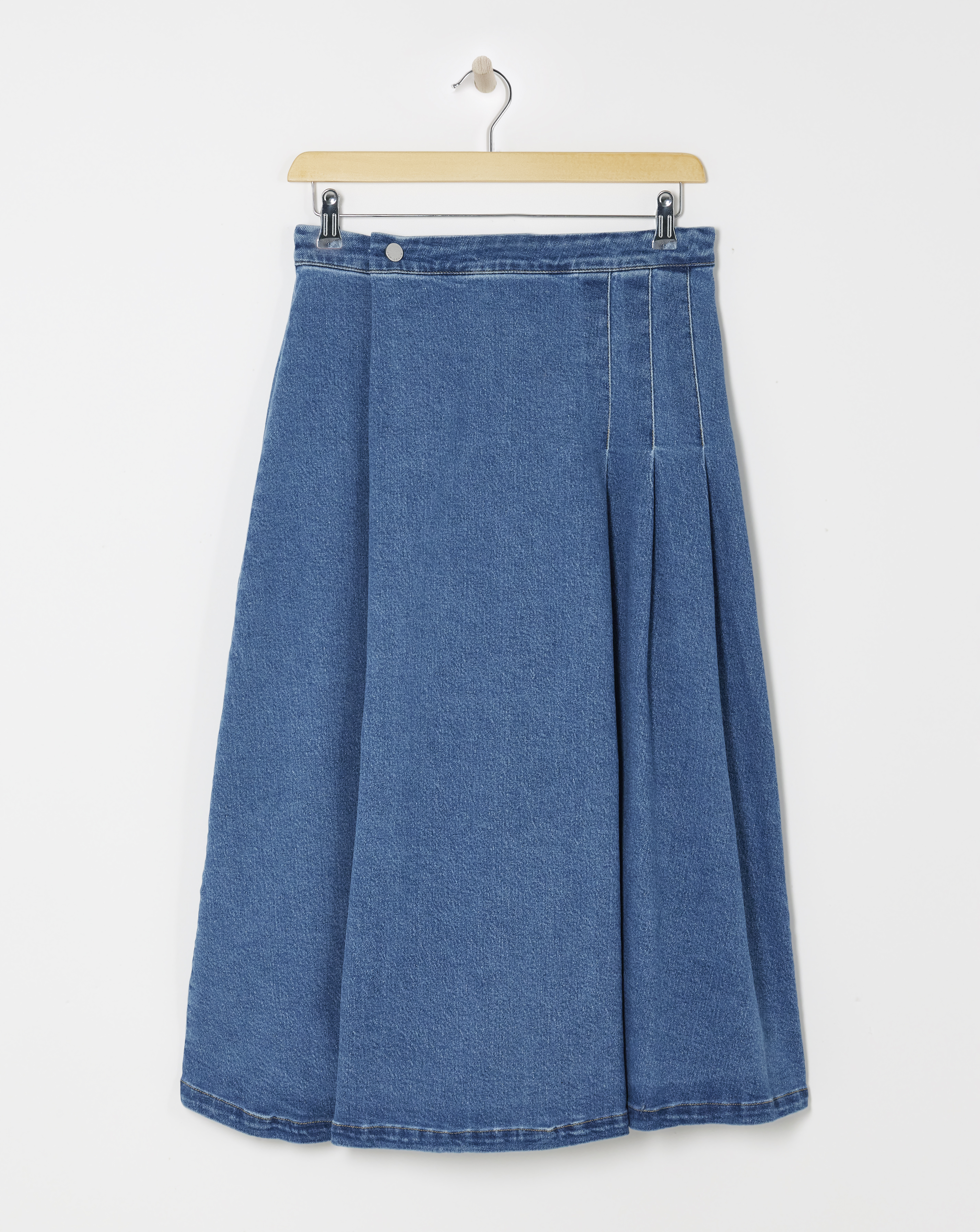 Denim Blue Full Pleat Skirt