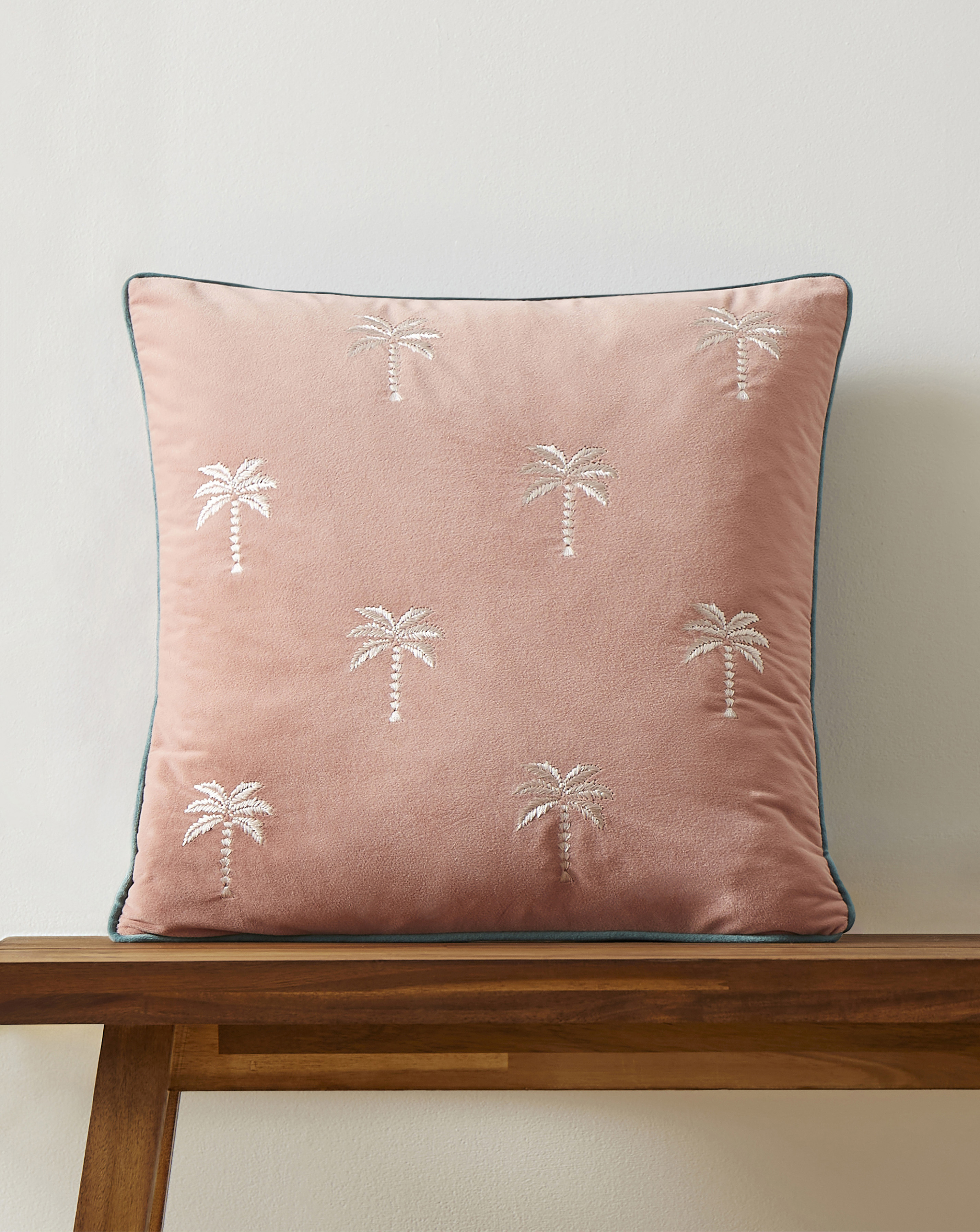 Rhodes Embroidered Palm Tree Cushion